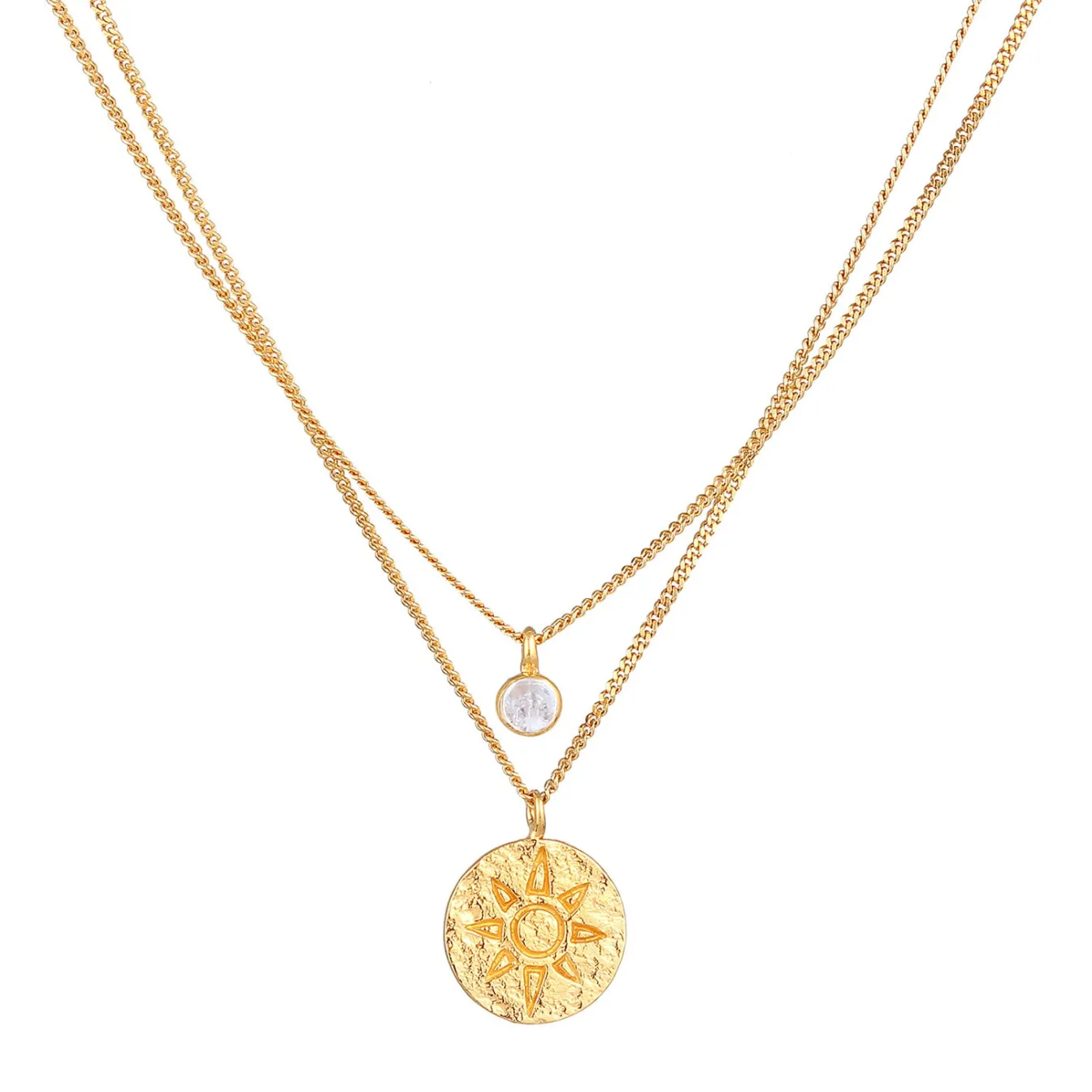 Elli "Layer-Halskette Plättchen | Mondstein< Symbol-schmuck|Halsketten