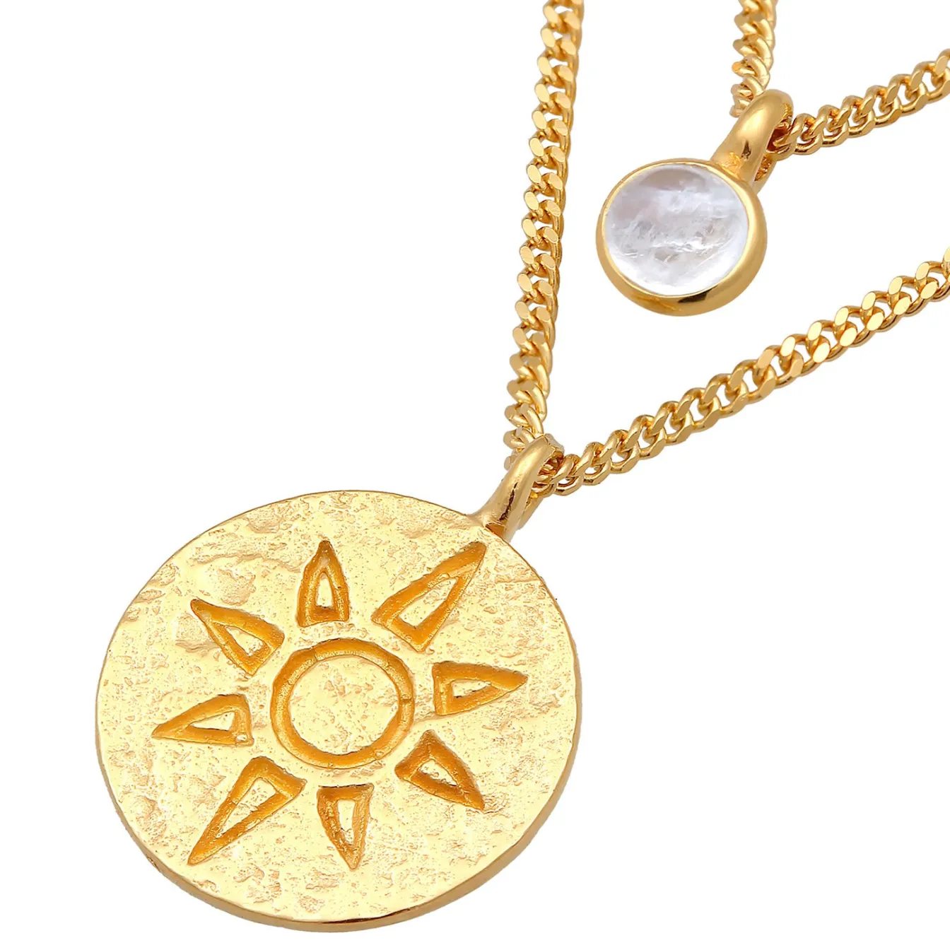 Elli "Layer-Halskette Plättchen | Mondstein< Symbol-schmuck|Halsketten