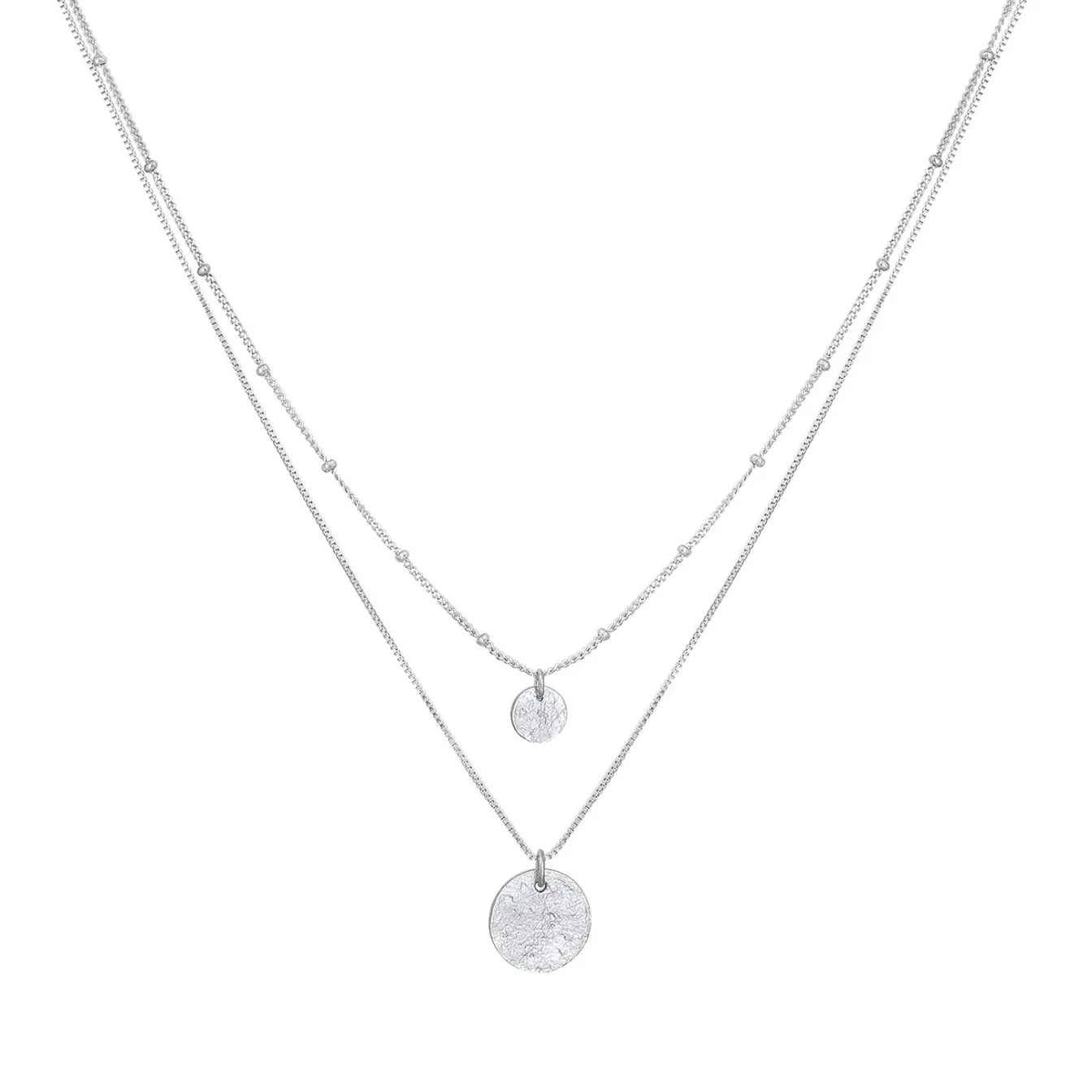 Elli "Layer-Halskette Plättchen Geo< Halsketten|Silber