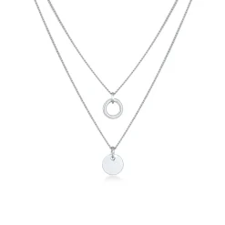 Elli "Layer-Halskette Plättchen Kreis< Halsketten|Silber
