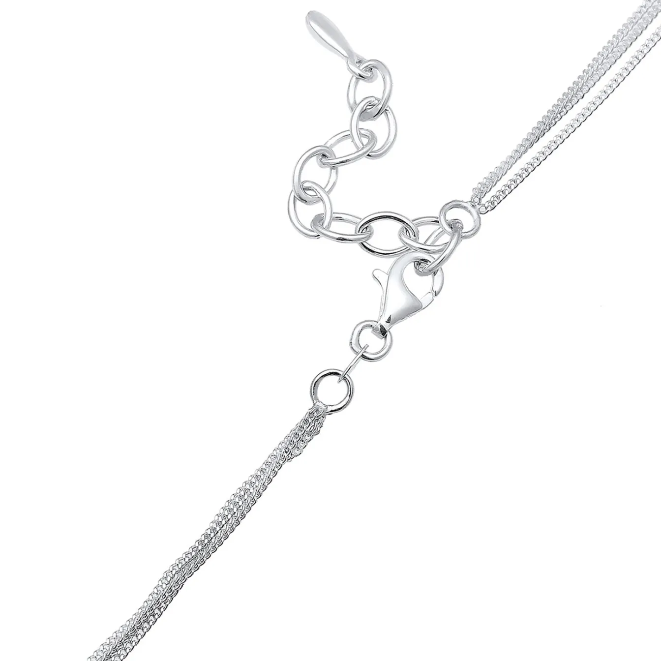 Elli "Layer-Halskette Plättchen Stab | Kristall (Weiß)< Halsketten|Silber
