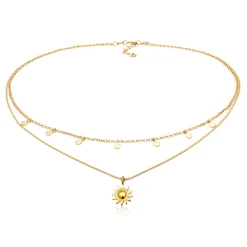 Elli "Layer-Kette Sonnen Anhänger< Vergoldet|Symbol-schmuck
