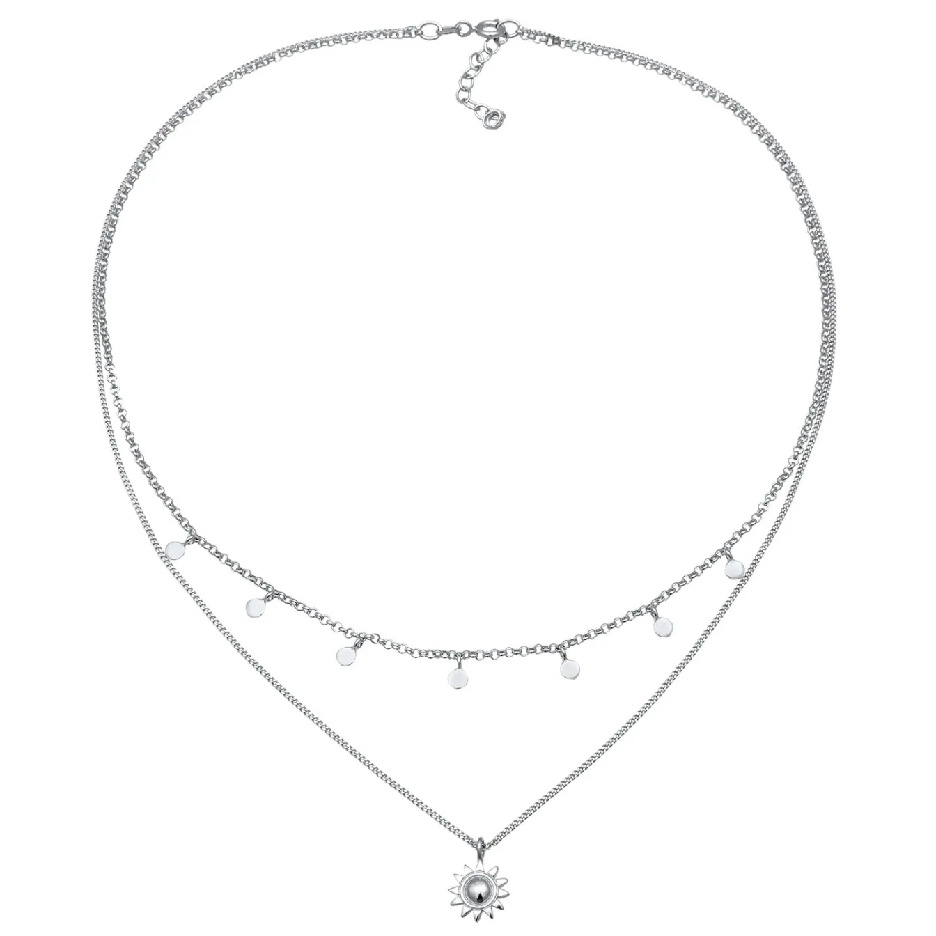 Elli "Layer-Kette Sonnen Anhänger< Vergoldet|Symbol-schmuck