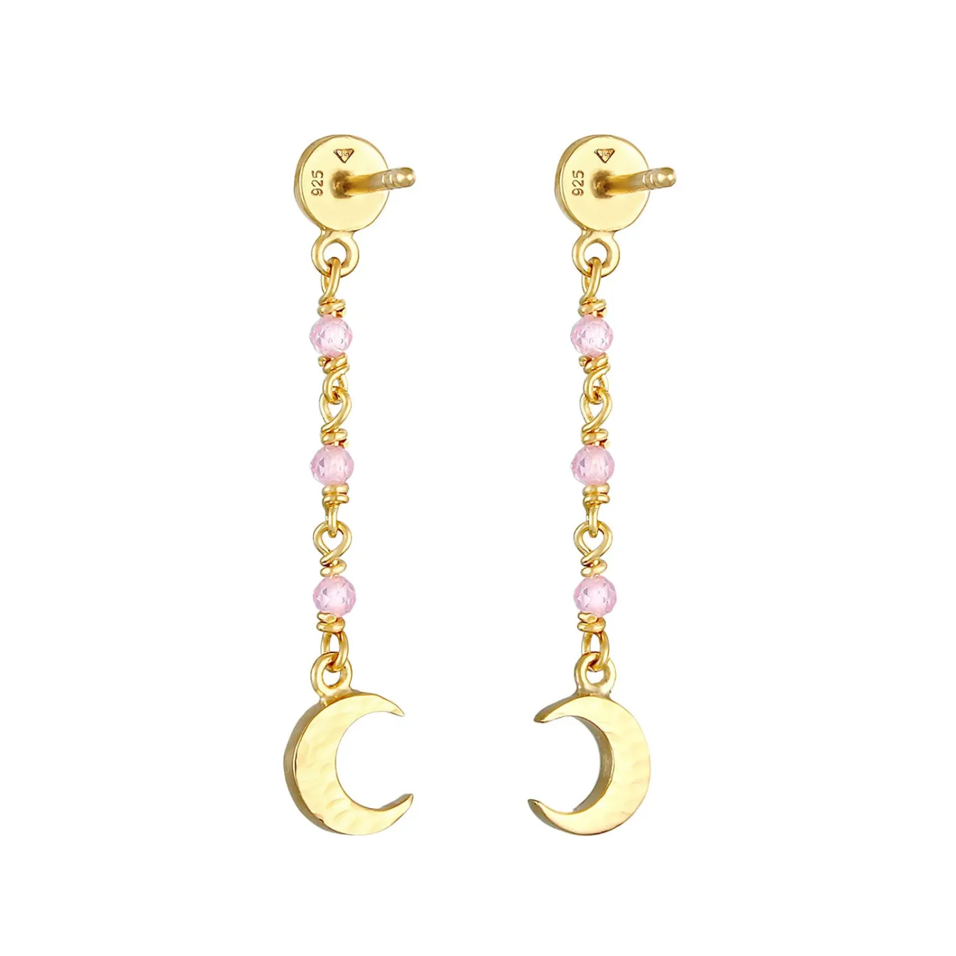 Elli "Ohrhänger Astro | Quarz ( Rosa )< Vergoldet|Symbol-schmuck