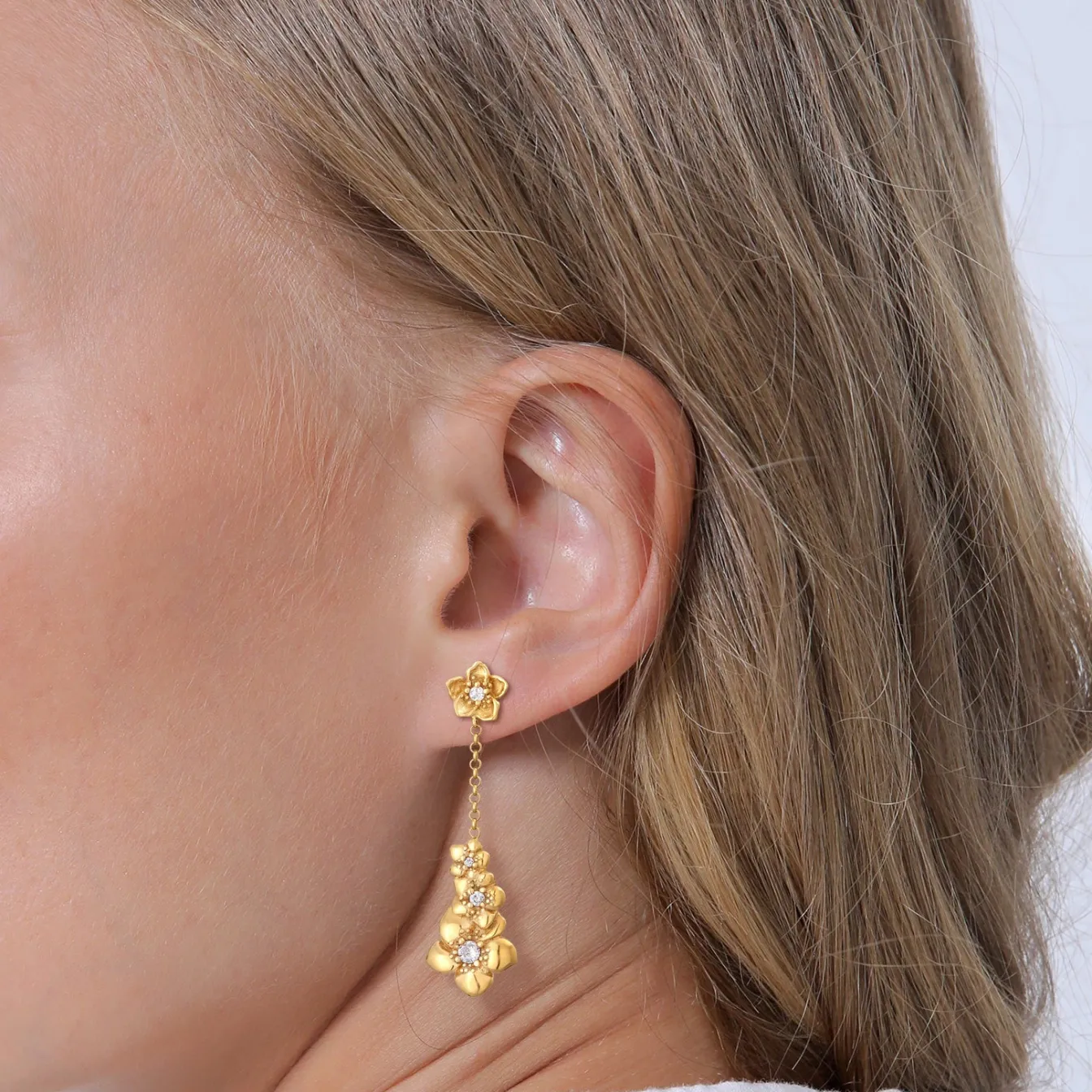 Elli "Ohrhänger Blumen | Zirkonia (Weiß)< Symbol-schmuck|Hochzeit