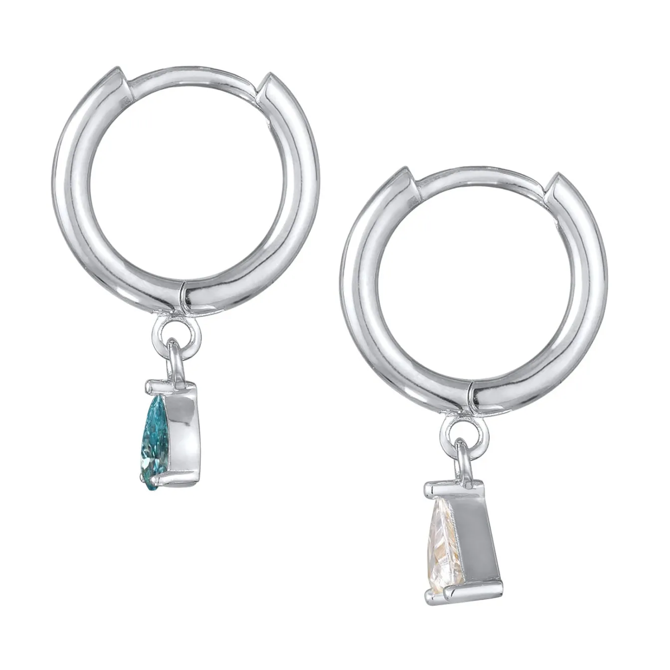 Elli "Ohrhänger Duo Dreieck Tropfen | Kristalle (Weiß, Blau)< Ohrringe