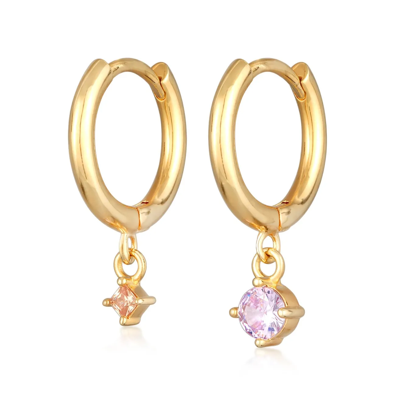 Elli "Ohrhänger Duo Stern Kreis | Kristalle (Orange, Rosa)< Ohrringe