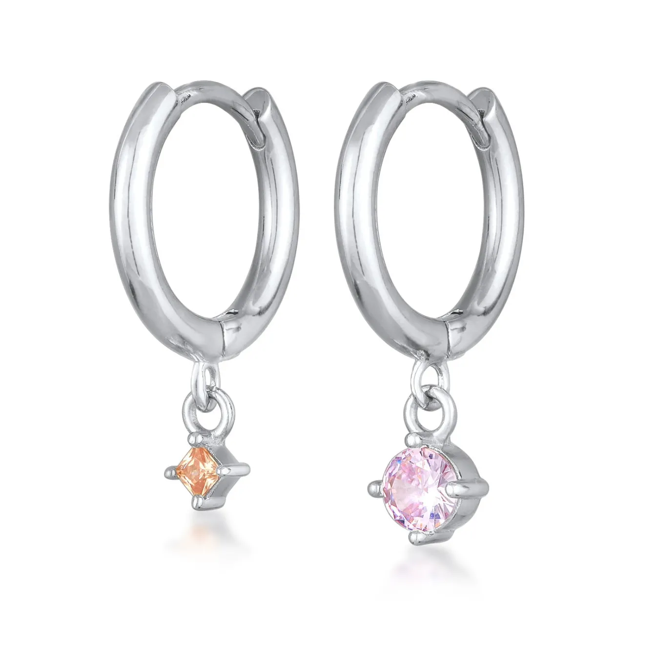Elli "Ohrhänger Duo Stern Kreis | Kristalle (Orange, Rosa)< Ohrringe