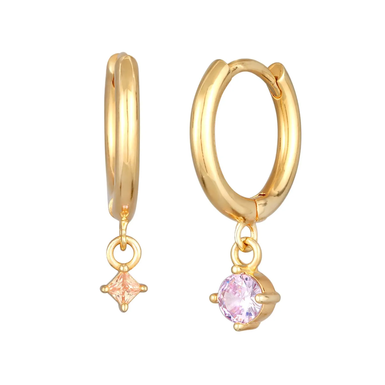 Elli "Ohrhänger Duo Stern Kreis | Kristalle (Orange, Rosa)< Ohrringe