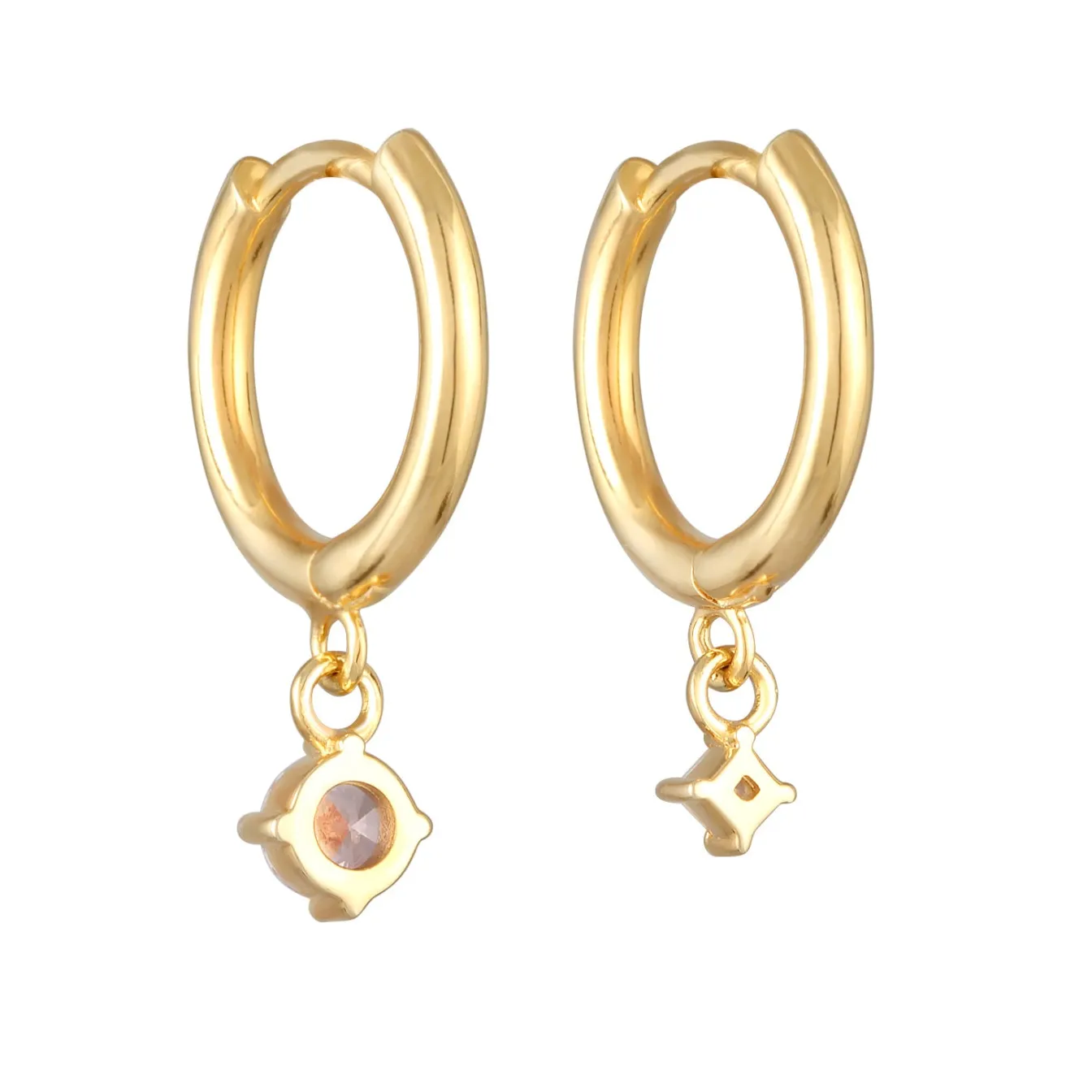 Elli "Ohrhänger Duo Stern Kreis | Kristalle (Orange, Rosa)< Ohrringe