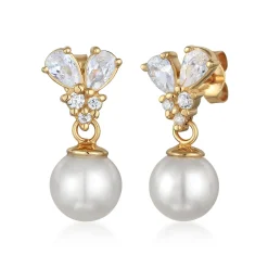 Elli "Ohrhänger Elegant | Zirkonia (Weiß)< Vergoldet|Hochzeit