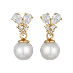 Elli "Ohrhänger Elegant | Zirkonia (Weiß)< Vergoldet|Hochzeit