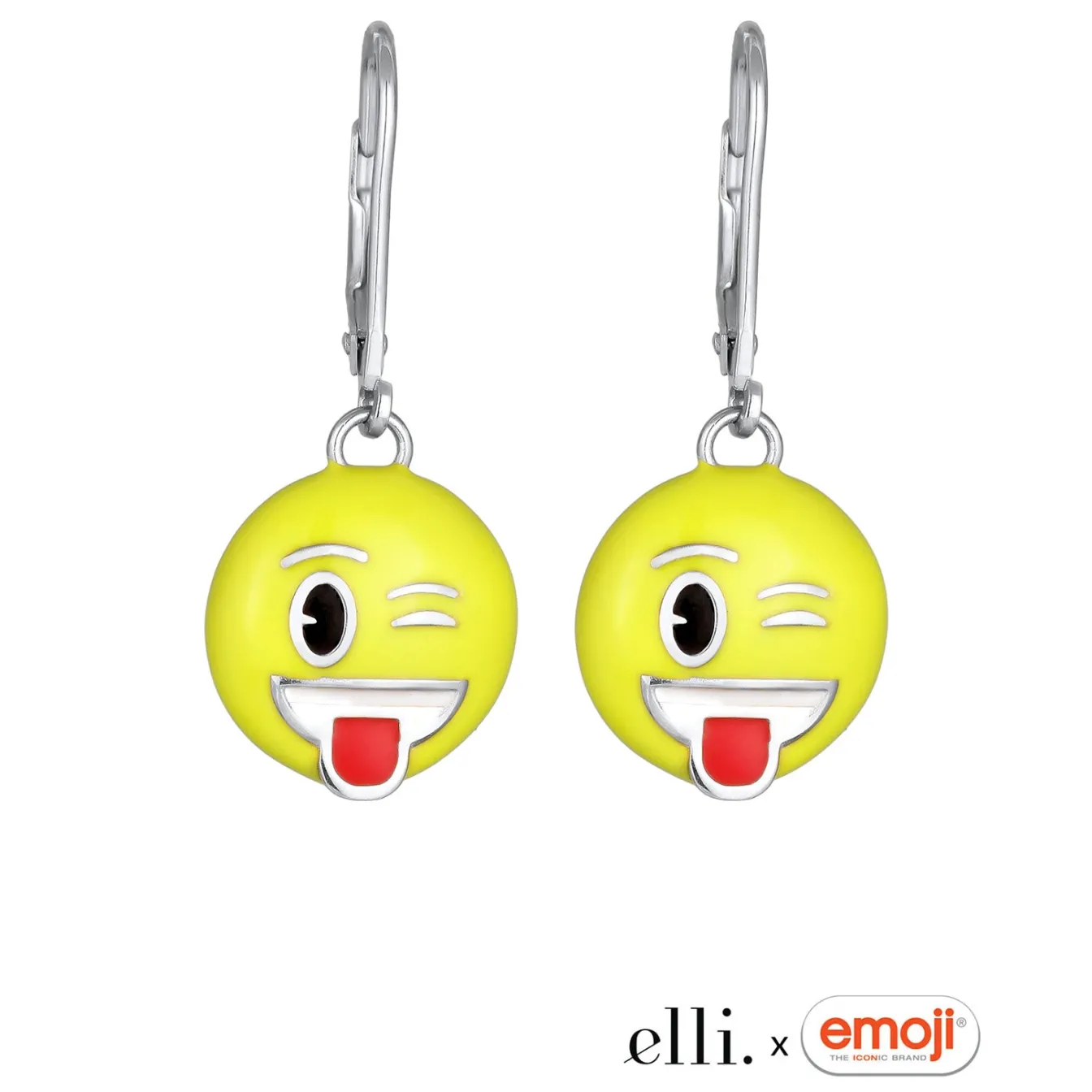 Elli "Ohrhänger Emoji Smiling Face | Emaille (Gelb)< Vergoldet|Symbol-schmuck