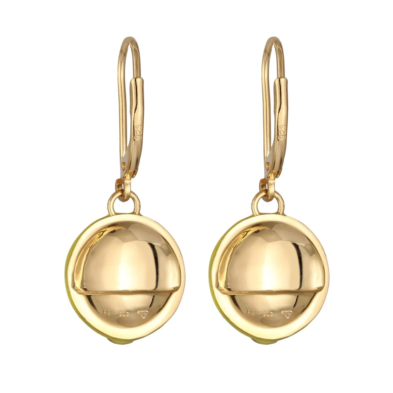 Elli "Ohrhänger Emoji Smiling Face | Emaille (Gelb)< Vergoldet|Symbol-schmuck
