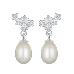 Elli "Ohrhänger Funkelnd | Süßwasserzuchtperle, laborgezüchteter Diamant (We< Hochzeit|Diamanten