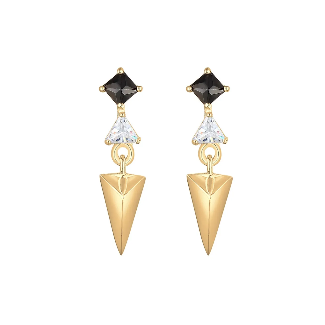 Elli "Ohrhänger Geo | Zirkonia ( Schwarz )< Ohrringe|Vergoldet