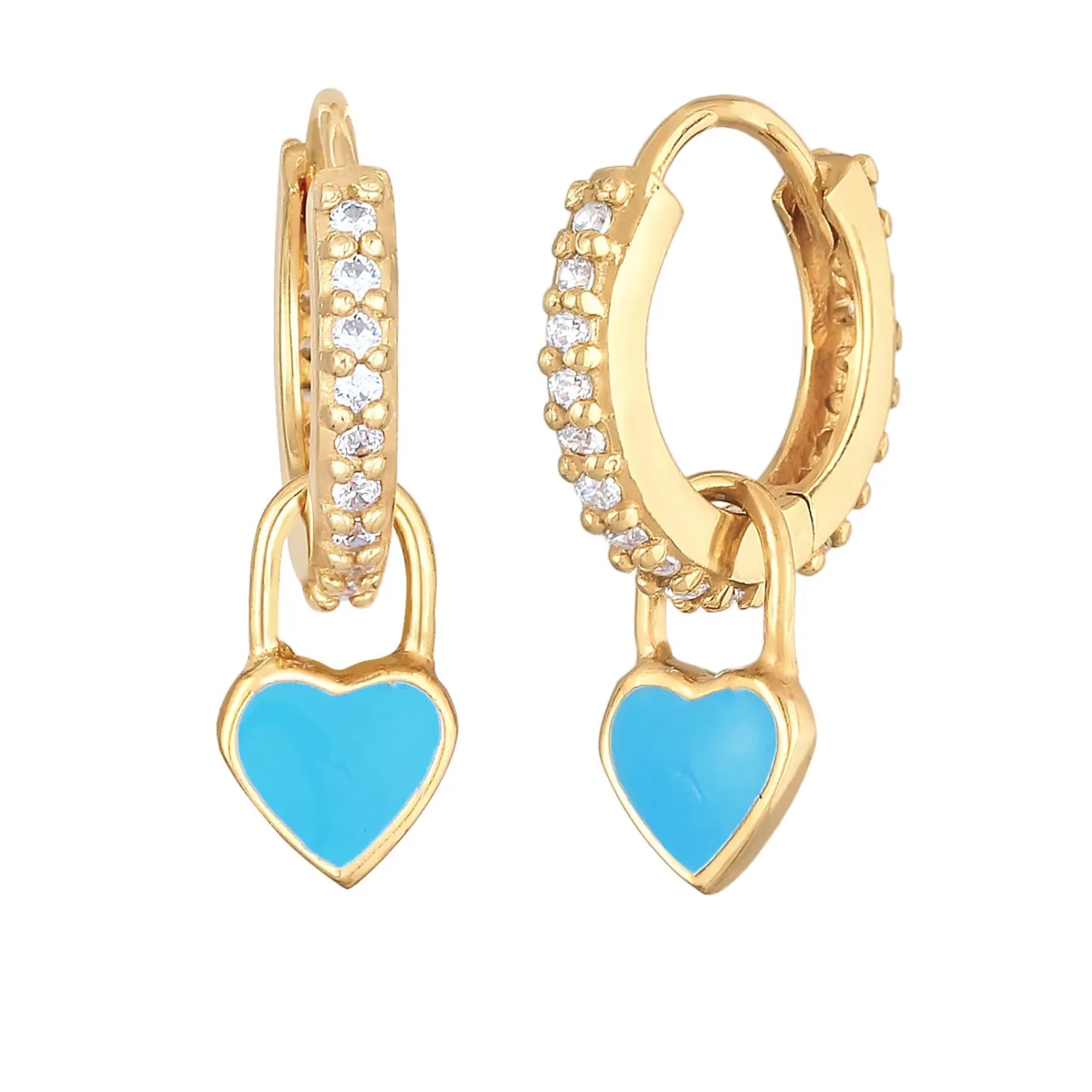 Elli "Ohrhänger Herz | Emaille, Zirkonia (Weiß)< Symbol-schmuck|Herz-schmuck