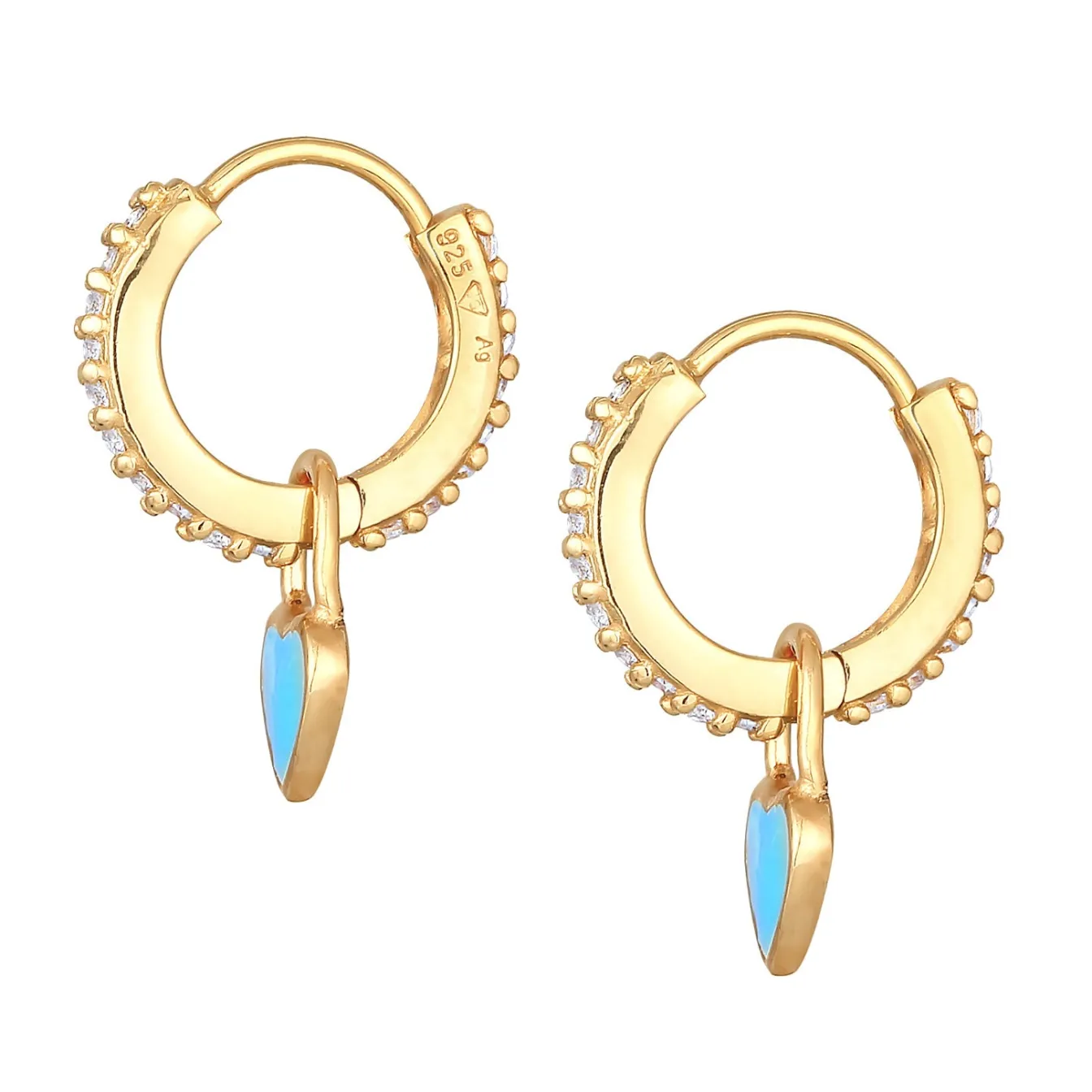 Elli "Ohrhänger Herz | Emaille, Zirkonia (Weiß)< Symbol-schmuck|Herz-schmuck