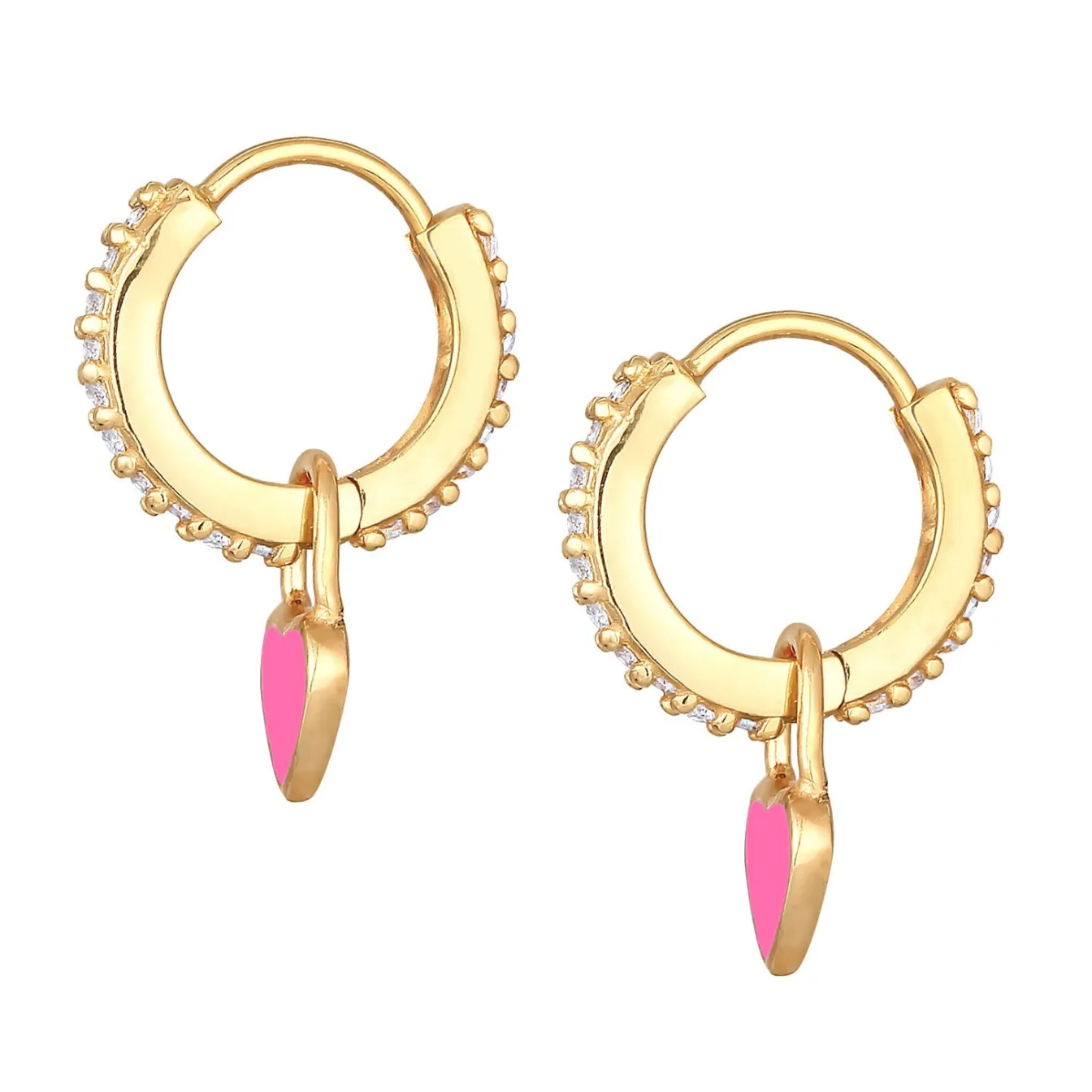 Elli "Ohrhänger Herz | Emaille, Zirkonia (Weiß)< Symbol-schmuck|Herz-schmuck