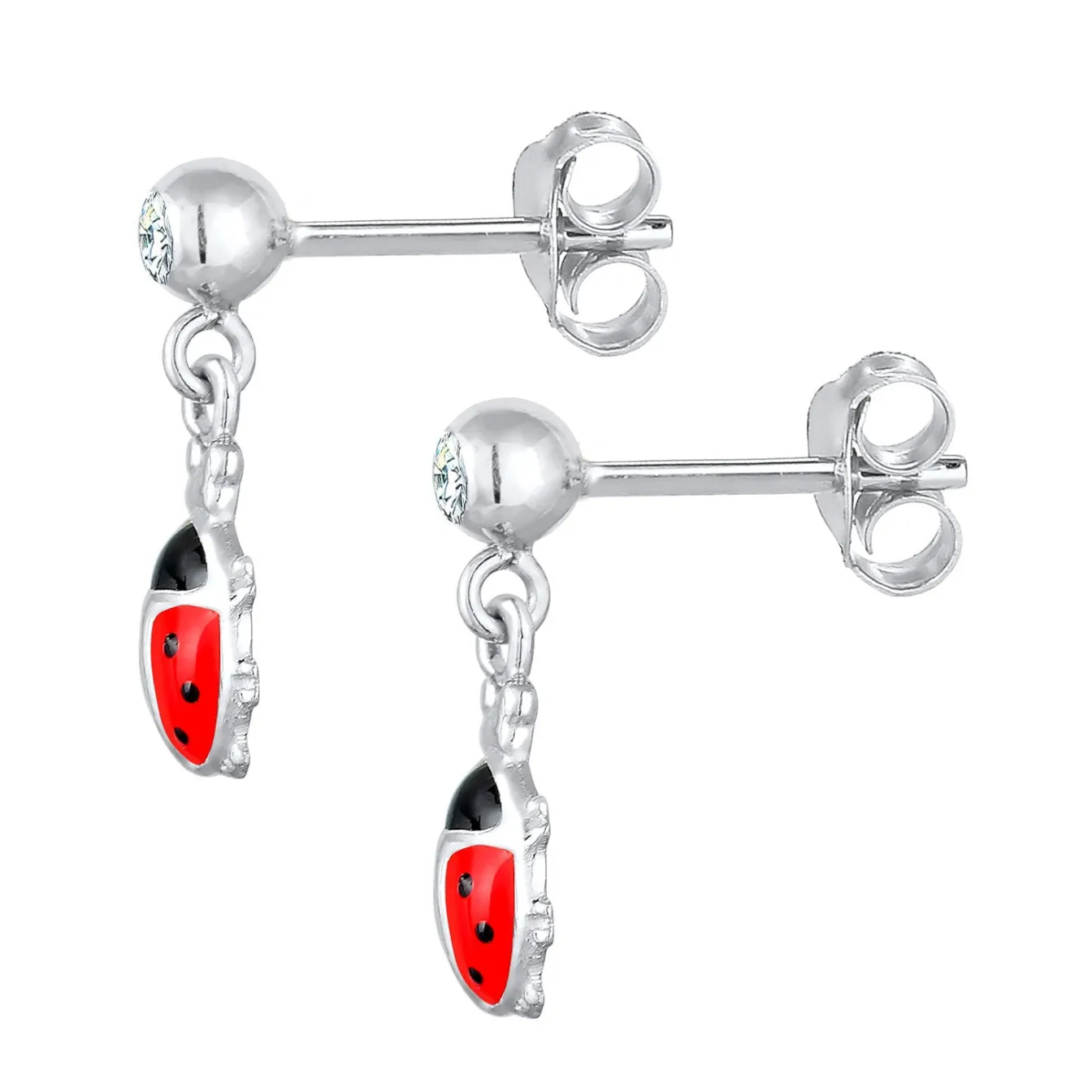 Elli "Ohrhänger Marienkäfer | Kristall (Weiß)<Kinder Kinderschmuck