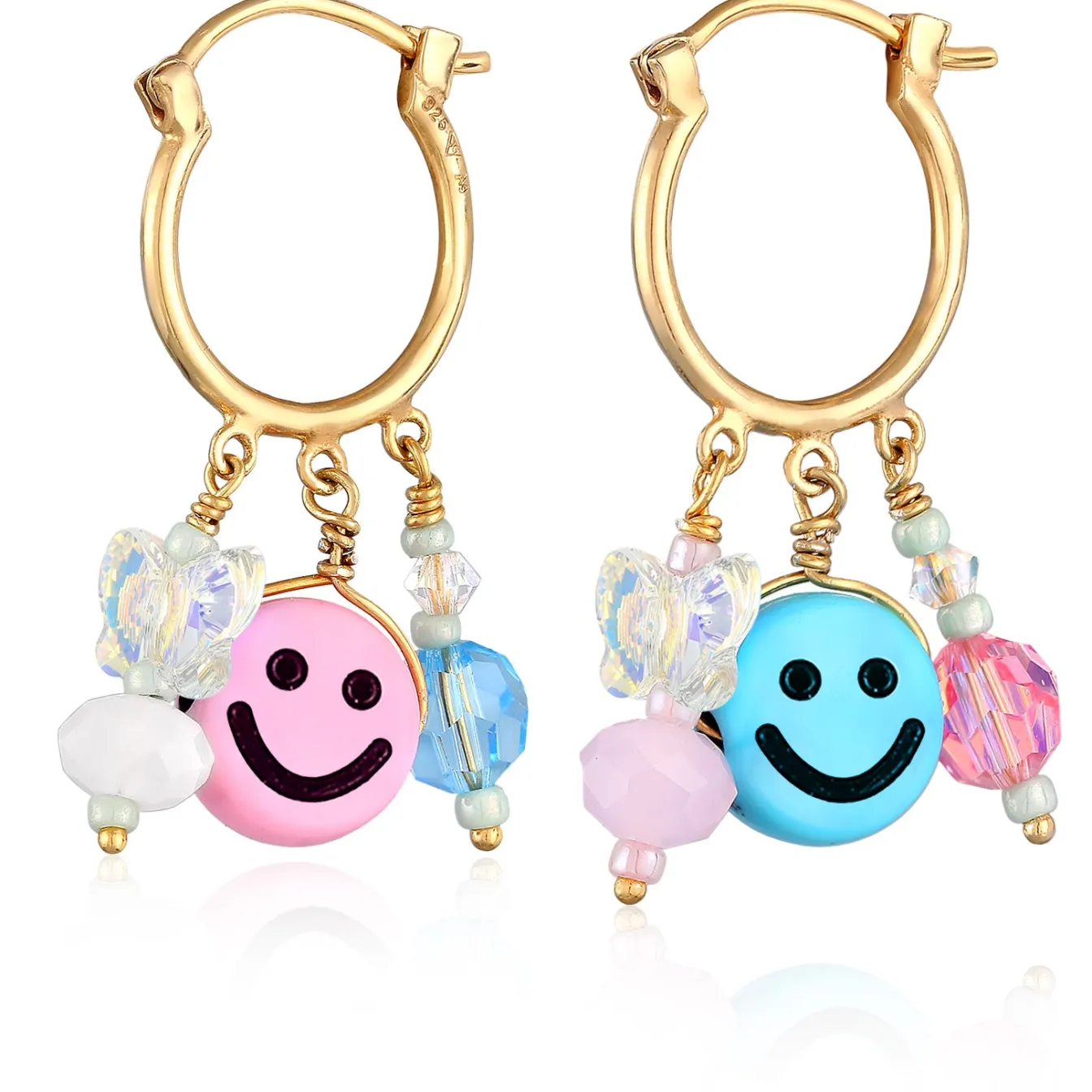 Elli "Ohrhänger mit Smiling Face Beads< Ohrringe|Vergoldet