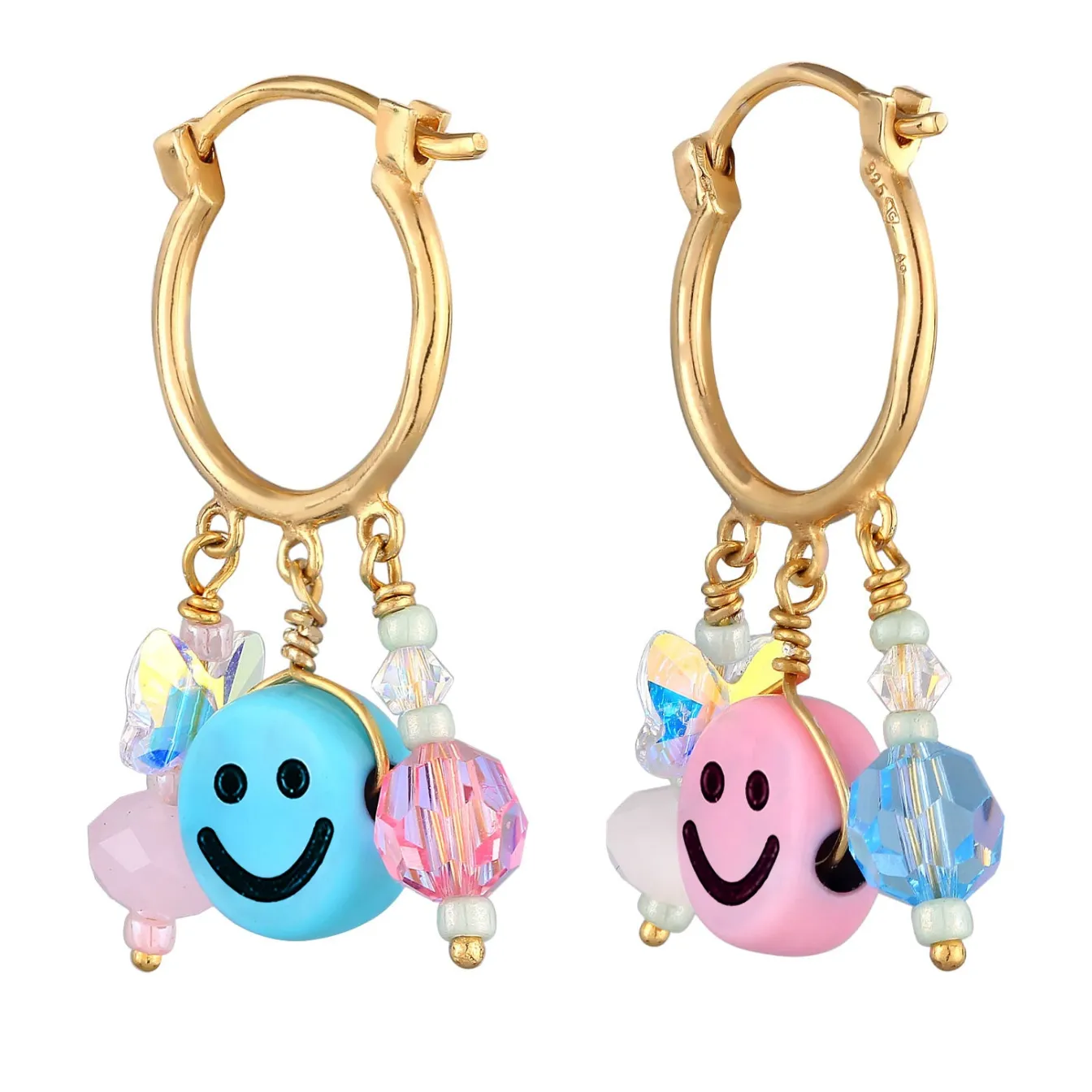 Elli "Ohrhänger mit Smiling Face Beads< Ohrringe|Vergoldet