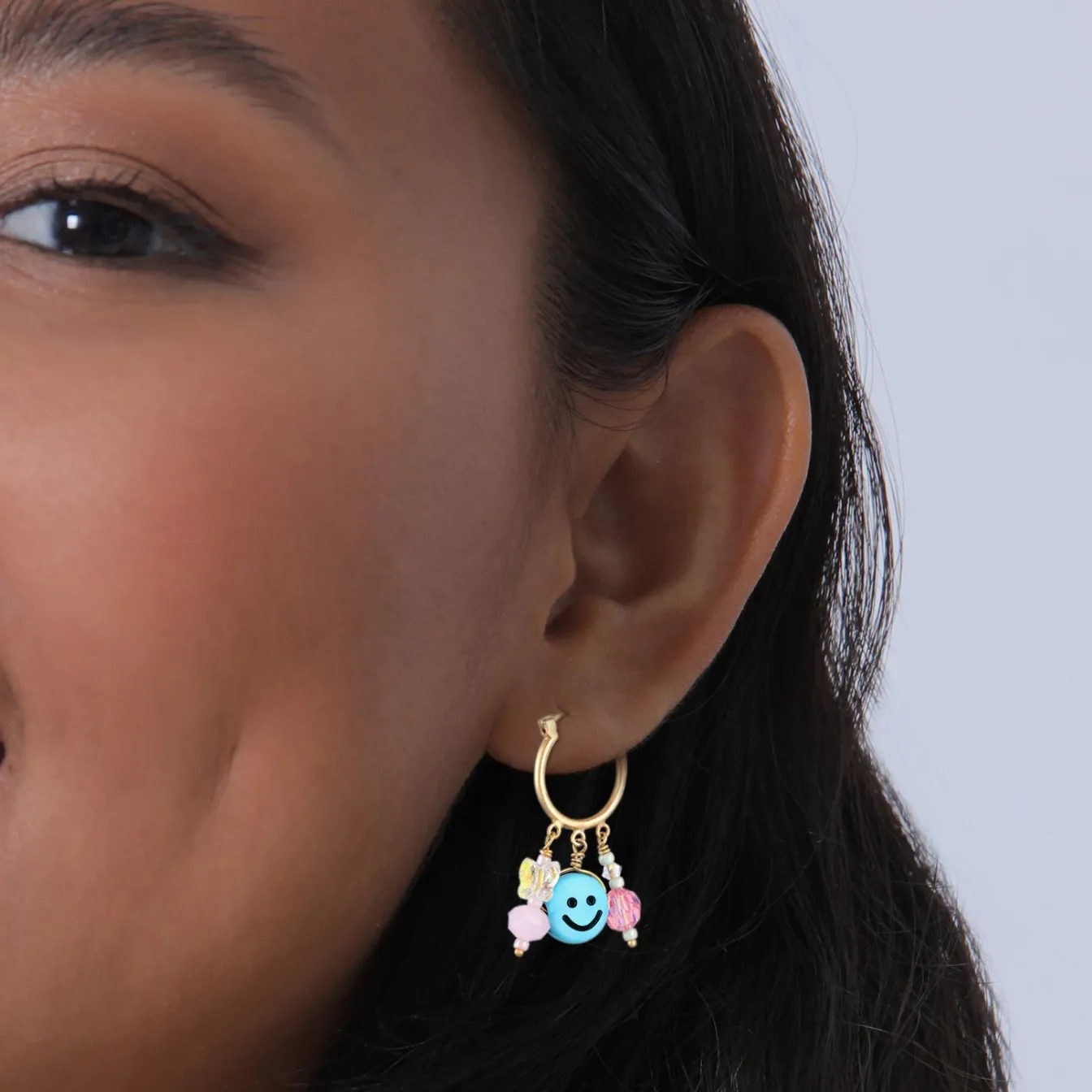 Elli "Ohrhänger mit Smiling Face Beads< Ohrringe|Vergoldet