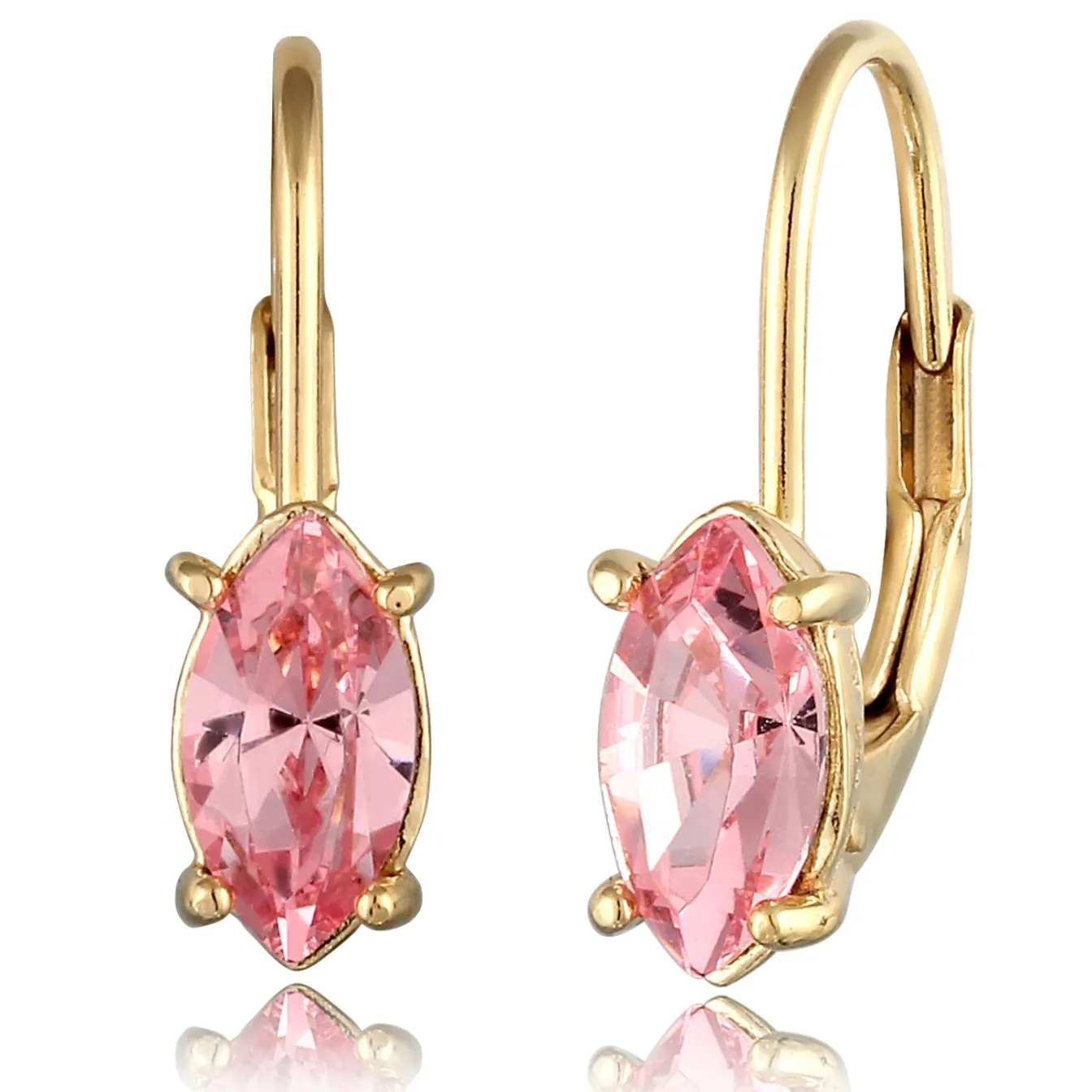 Elli "Ohrhänger Oval | Glas Kristalle (Rosa)< Vergoldet|Ohrringe