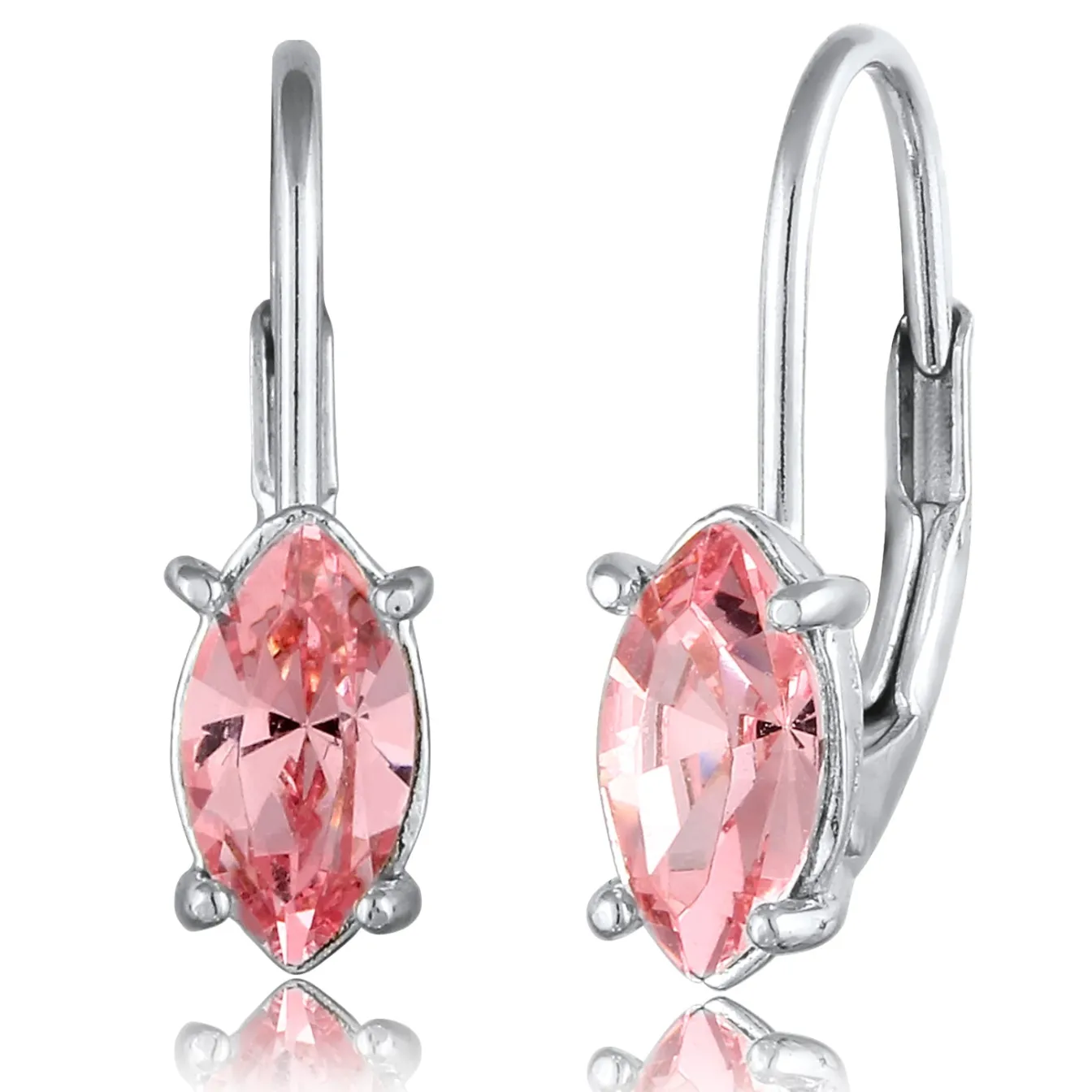 Elli "Ohrhänger Oval | Glas Kristalle (Rosa)< Vergoldet|Ohrringe