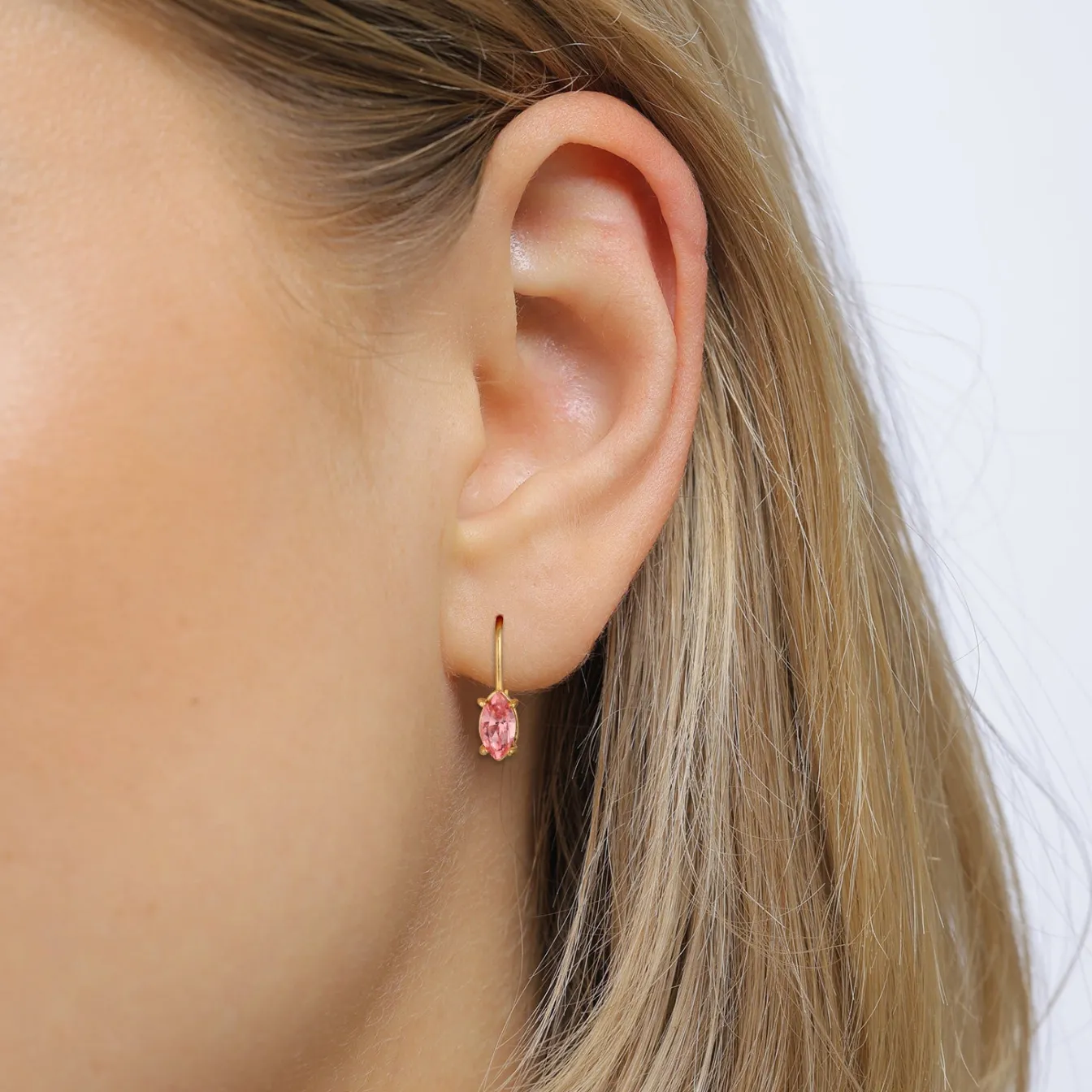 Elli "Ohrhänger Oval | Glas Kristalle (Rosa)< Vergoldet|Ohrringe