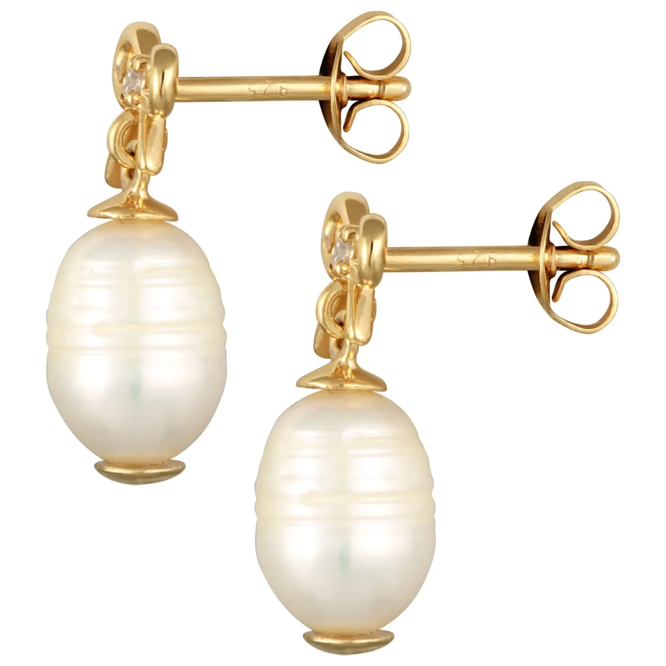 Elli "Ohrhänger Schleife | Süßwasserperle, Zirkonia (Weiß)< Symbol-schmuck|Perlen