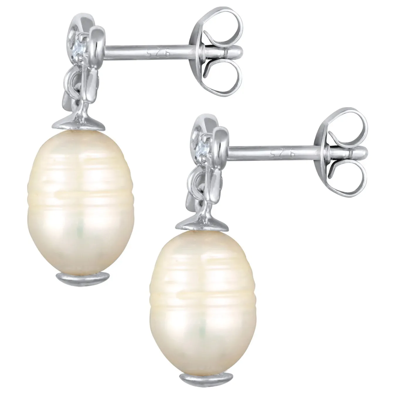 Elli "Ohrhänger Schleife | Süßwasserperle, Zirkonia (Weiß)< Symbol-schmuck|Perlen