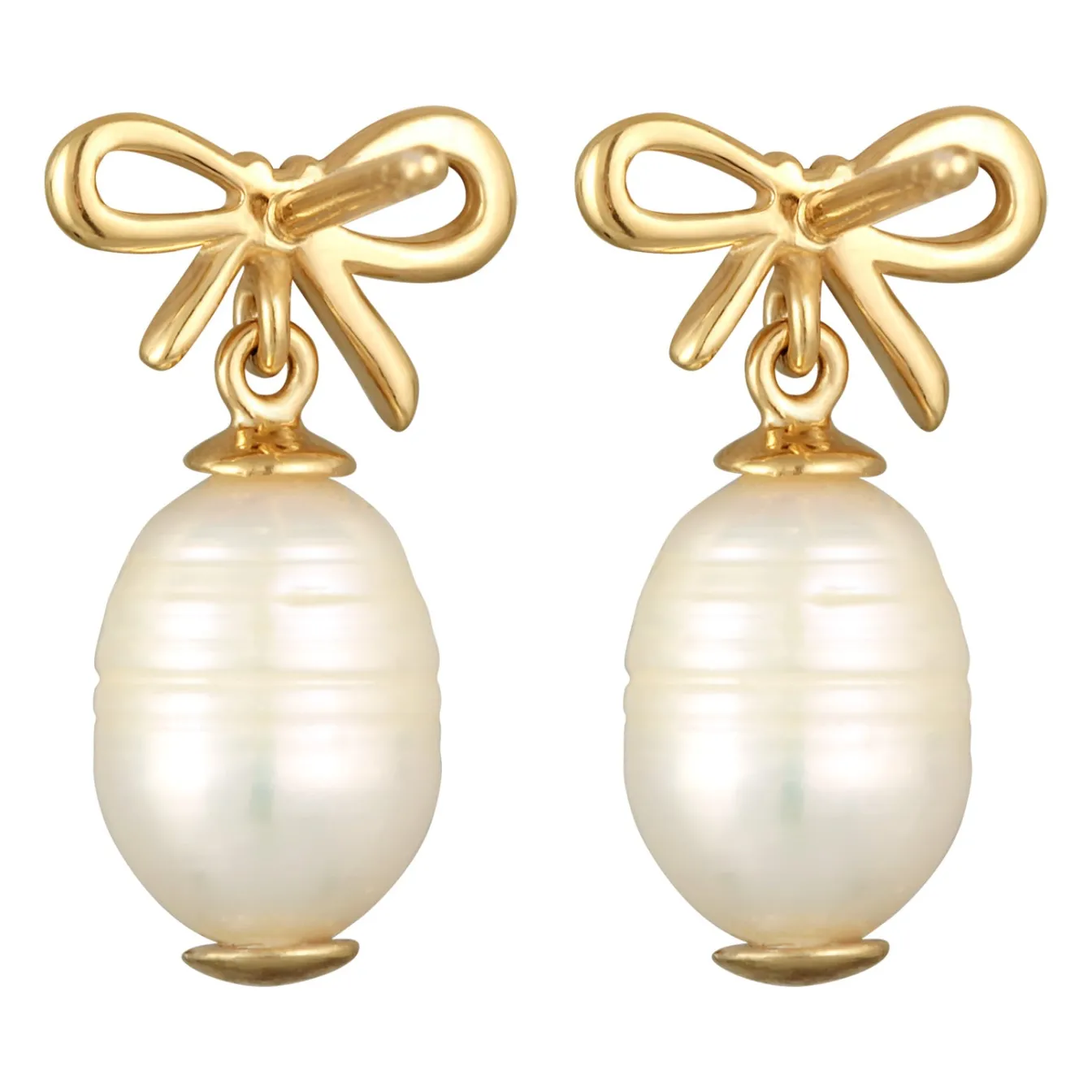 Elli "Ohrhänger Schleife | Süßwasserperle, Zirkonia (Weiß)< Symbol-schmuck|Perlen