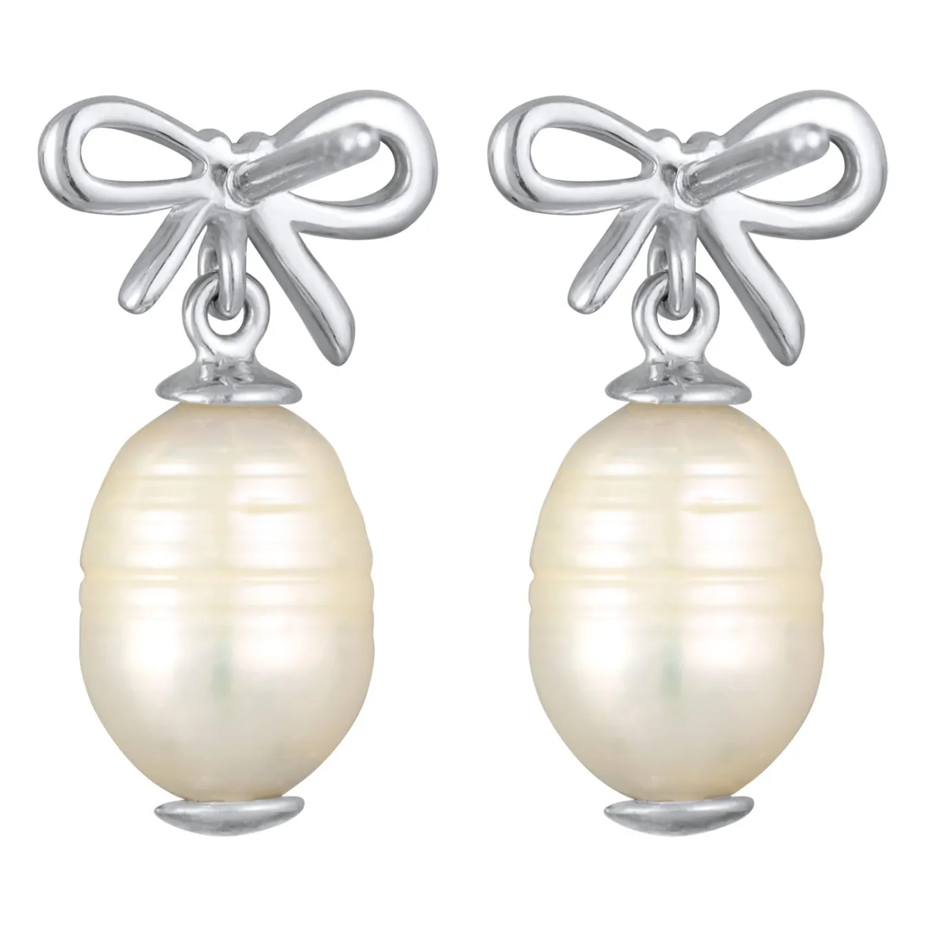 Elli "Ohrhänger Schleife | Süßwasserperle, Zirkonia (Weiß)< Symbol-schmuck|Perlen