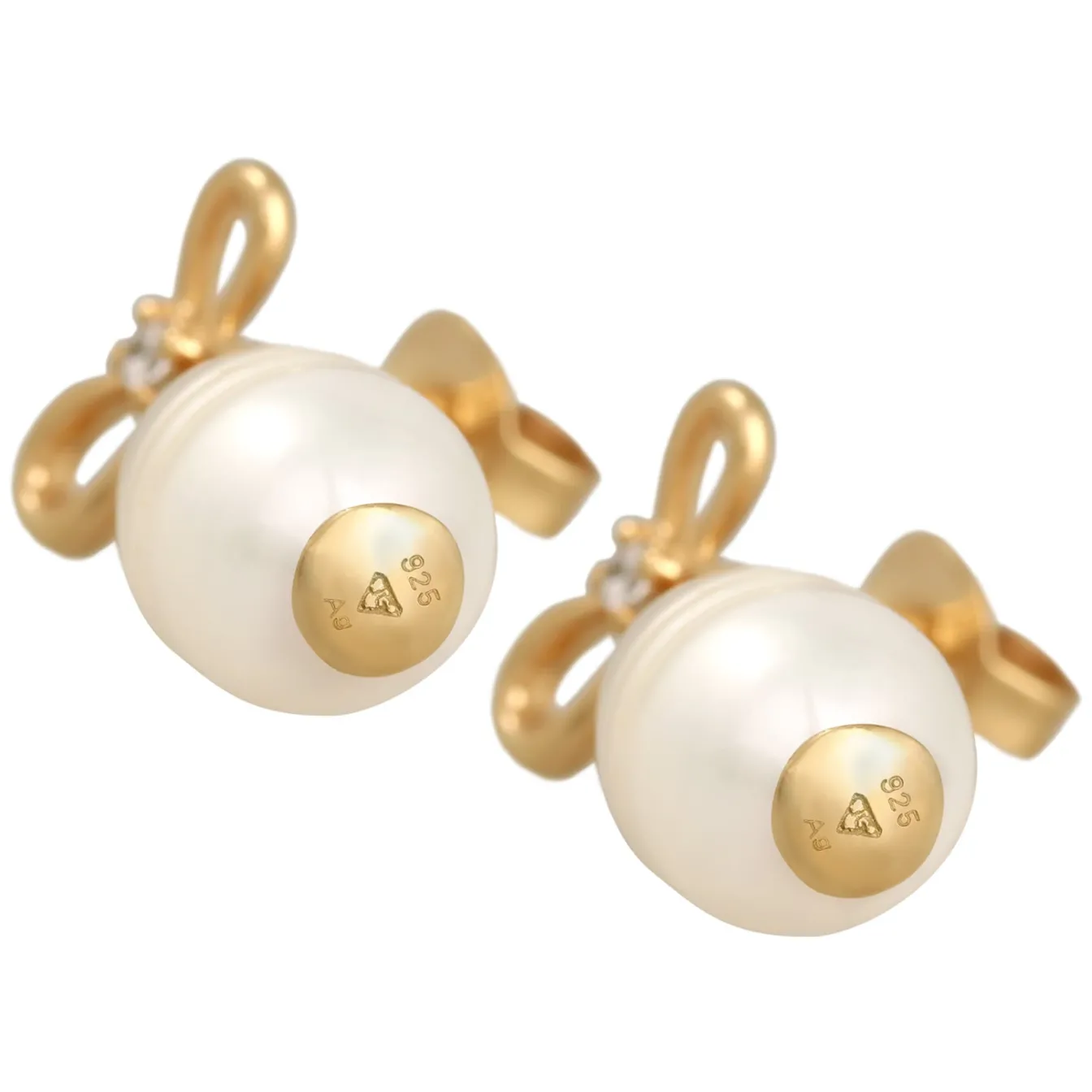 Elli "Ohrhänger Schleife | Süßwasserperle, Zirkonia (Weiß)< Symbol-schmuck|Perlen