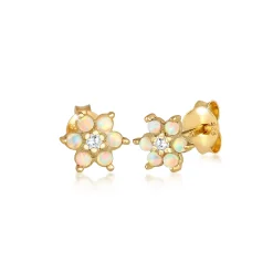 Elli "Ohrring Blume | Opal ( Weiß )<Kinder Symbol-schmuck|Kinderschmuck