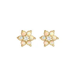 Elli "Ohrring Blume | Opal ( Weiß )<Kinder Symbol-schmuck|Kinderschmuck