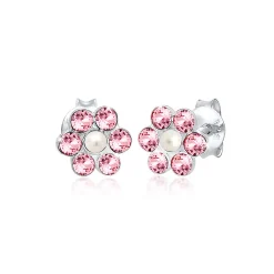 Elli "Ohrring Blume | Perle, Kristall ( Rosa )<Kinder Symbol-schmuck|Perlen
