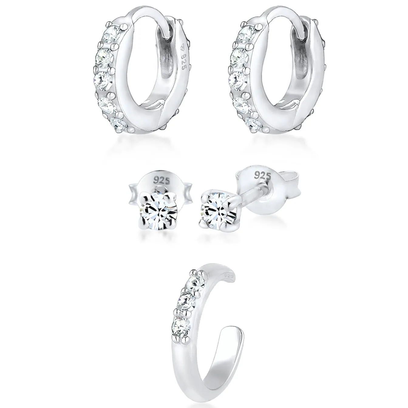 Elli "Ohrringset | Kristall (Weiß)< Ohrringe|Silber