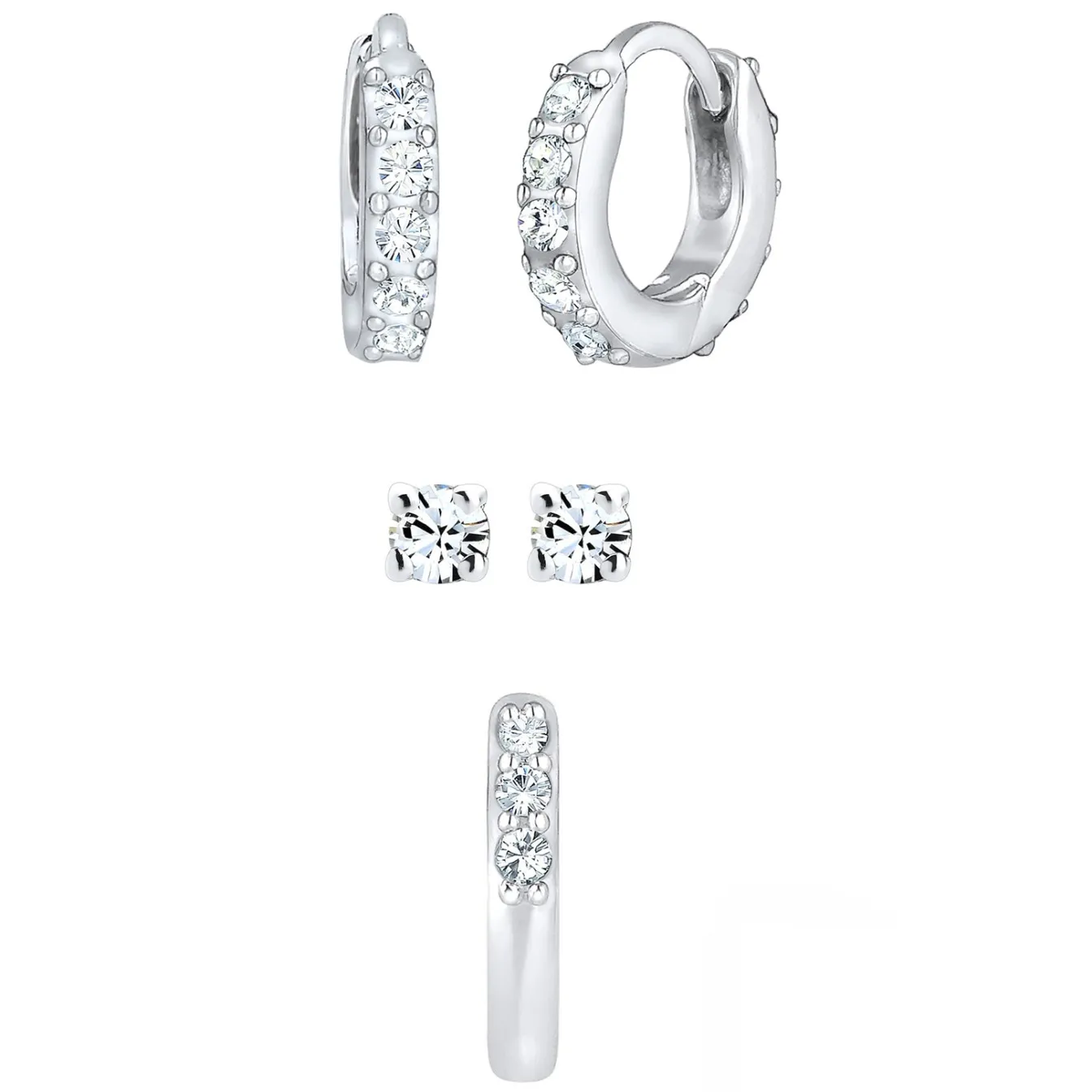 Elli "Ohrringset | Kristall (Weiß)< Ohrringe|Silber