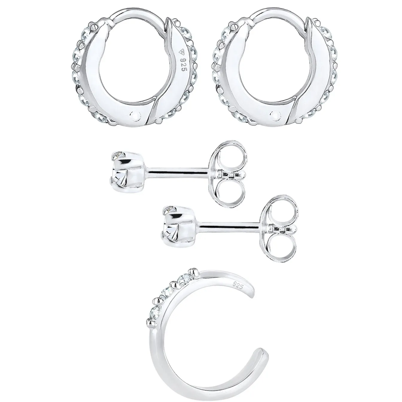 Elli "Ohrringset | Kristall (Weiß)< Ohrringe|Silber