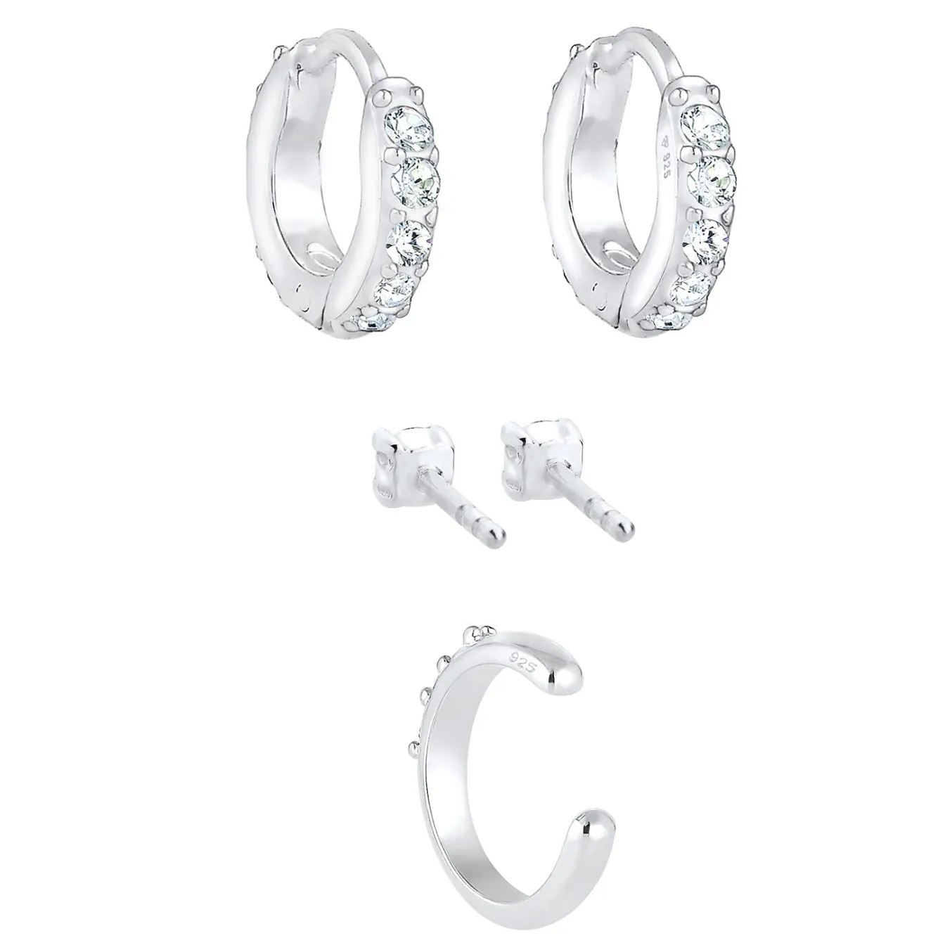 Elli "Ohrringset | Kristall (Weiß)< Ohrringe|Silber