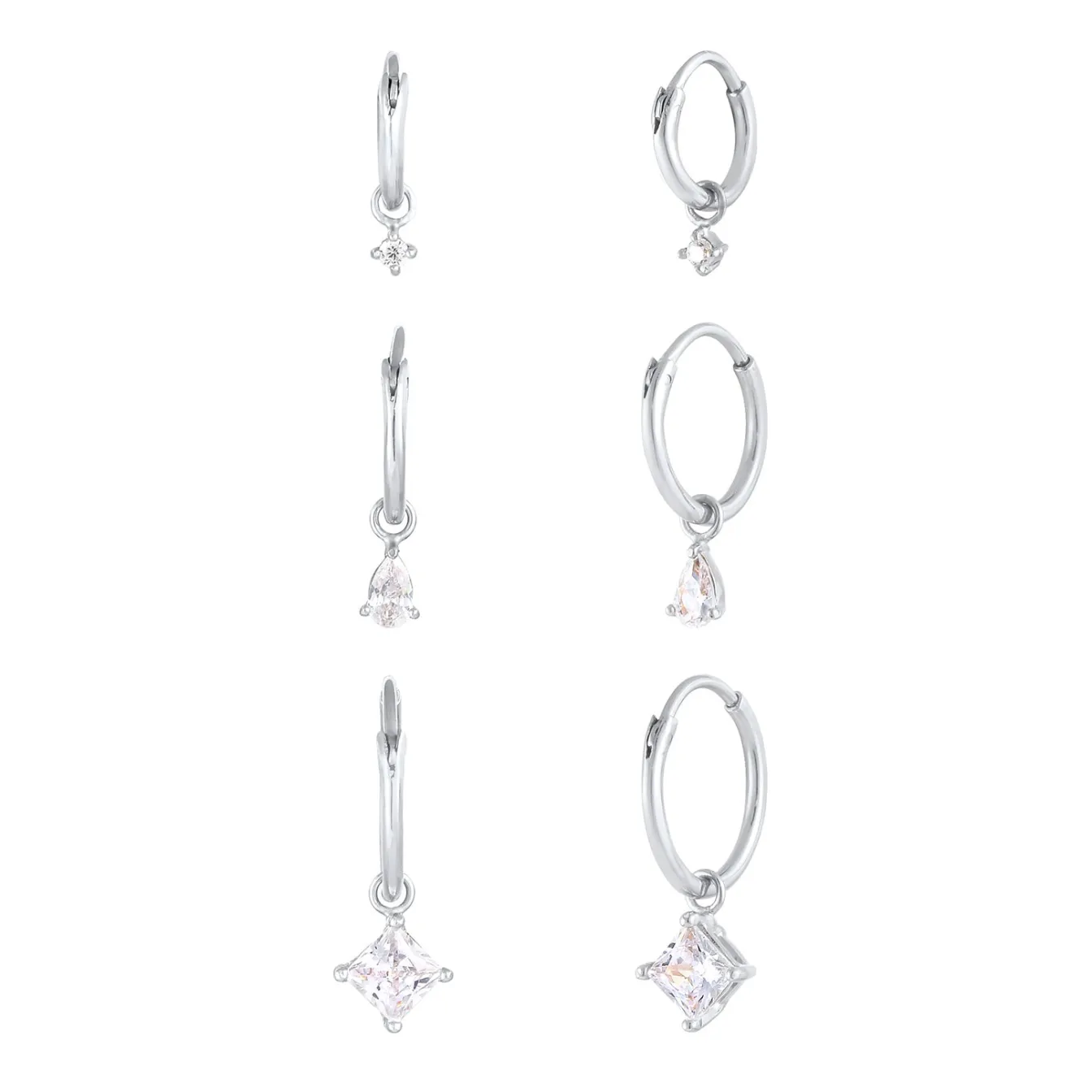 Elli "Ohrringset | Zirkonia ( Weiß )< Ohrringe|Silber