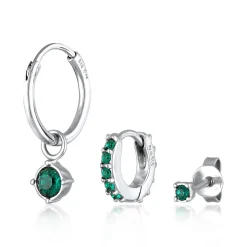 Elli "Ohrringset Basic | Kristalle (Grün)< Vergoldet|Ohrringe