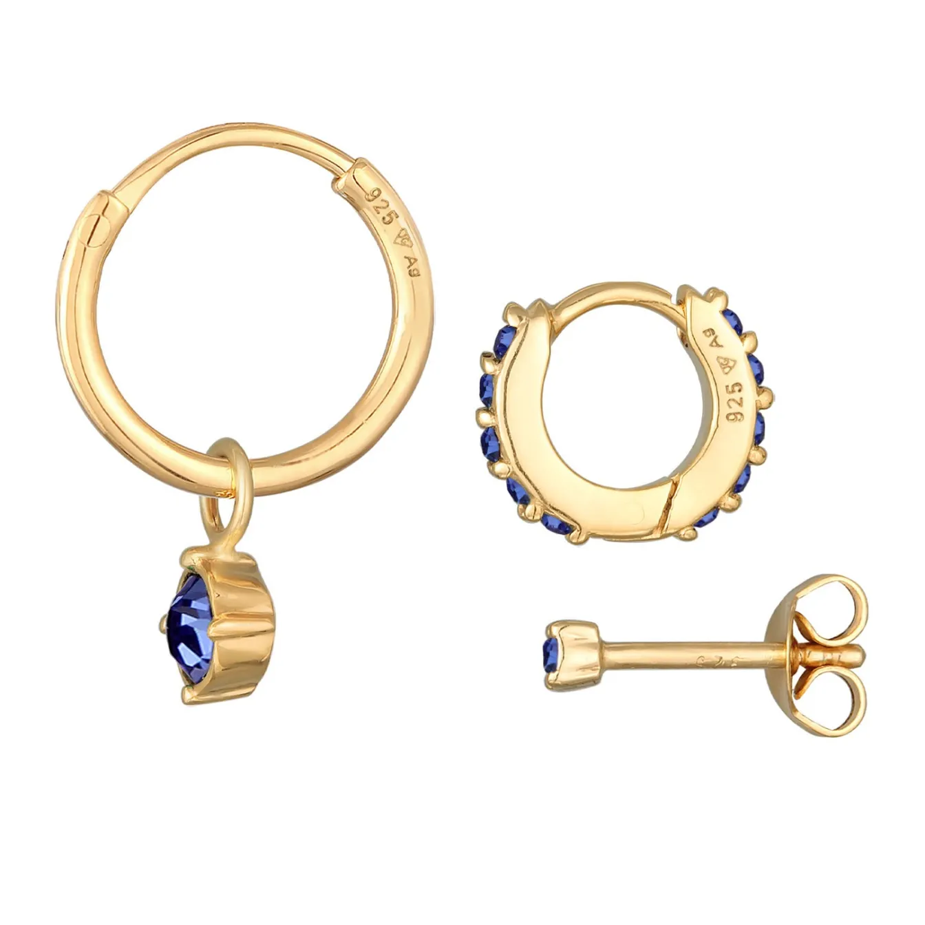 Elli "Ohrringset Basic | Kristalle (Grün)< Vergoldet|Ohrringe
