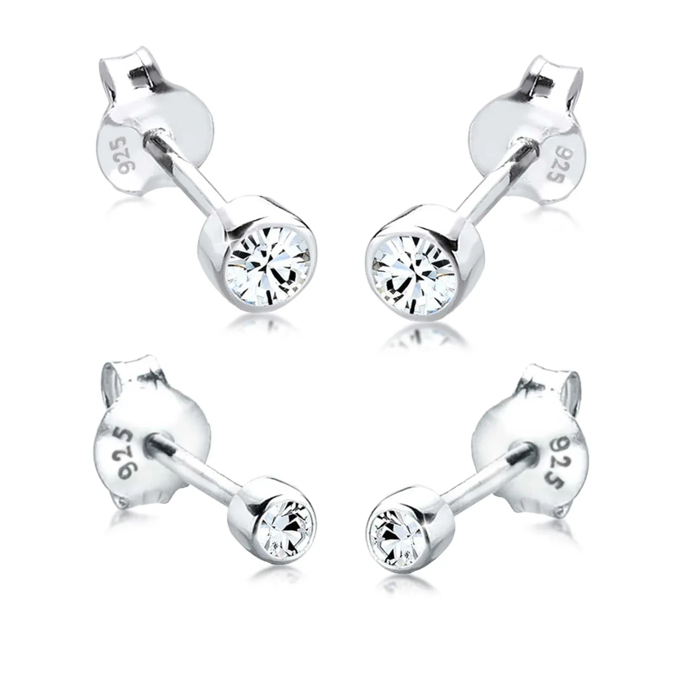 Elli "Ohrringset Basic | Kristall (Weiß)< Silber|Roségold