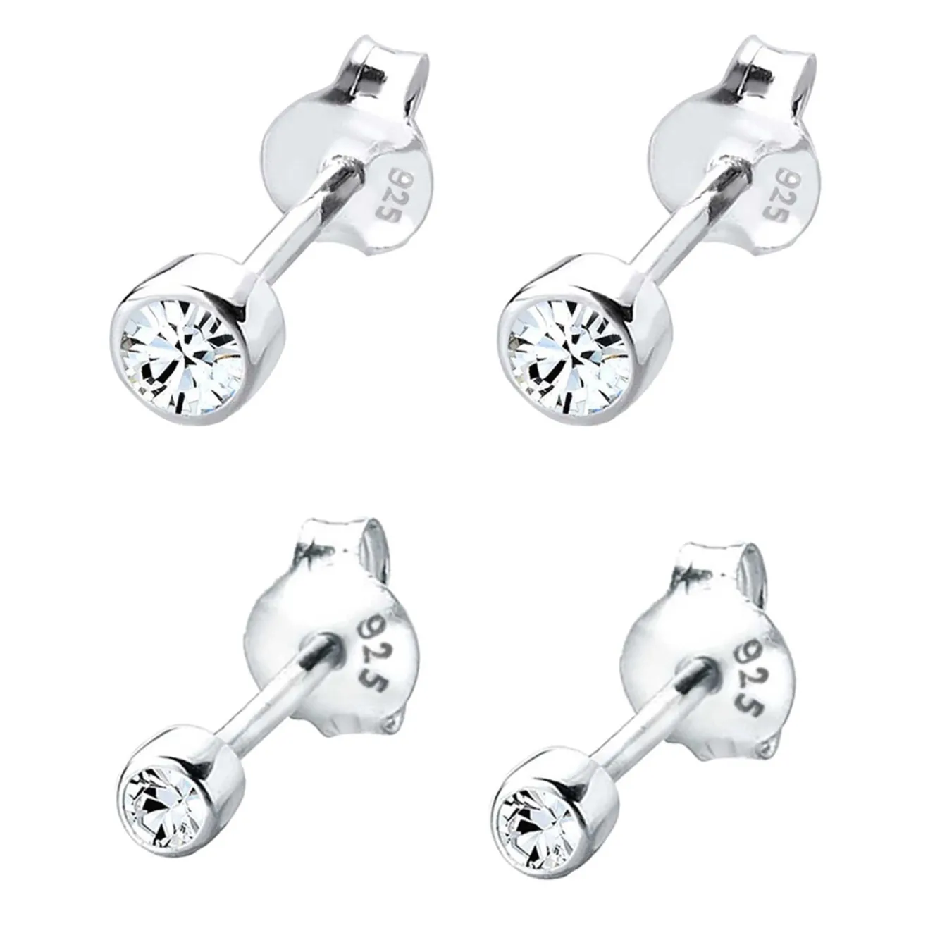 Elli "Ohrringset Basic | Kristall (Weiß)< Silber|Roségold