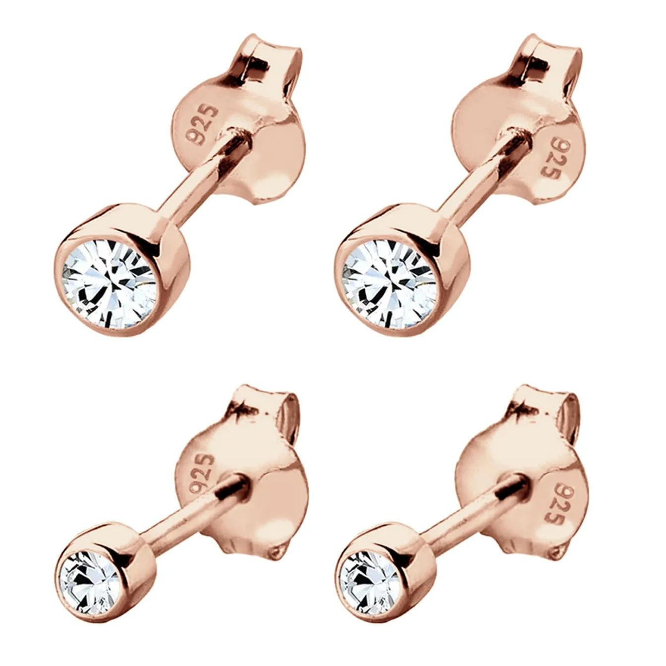 Elli "Ohrringset Basic | Kristall (Weiß)< Silber|Roségold
