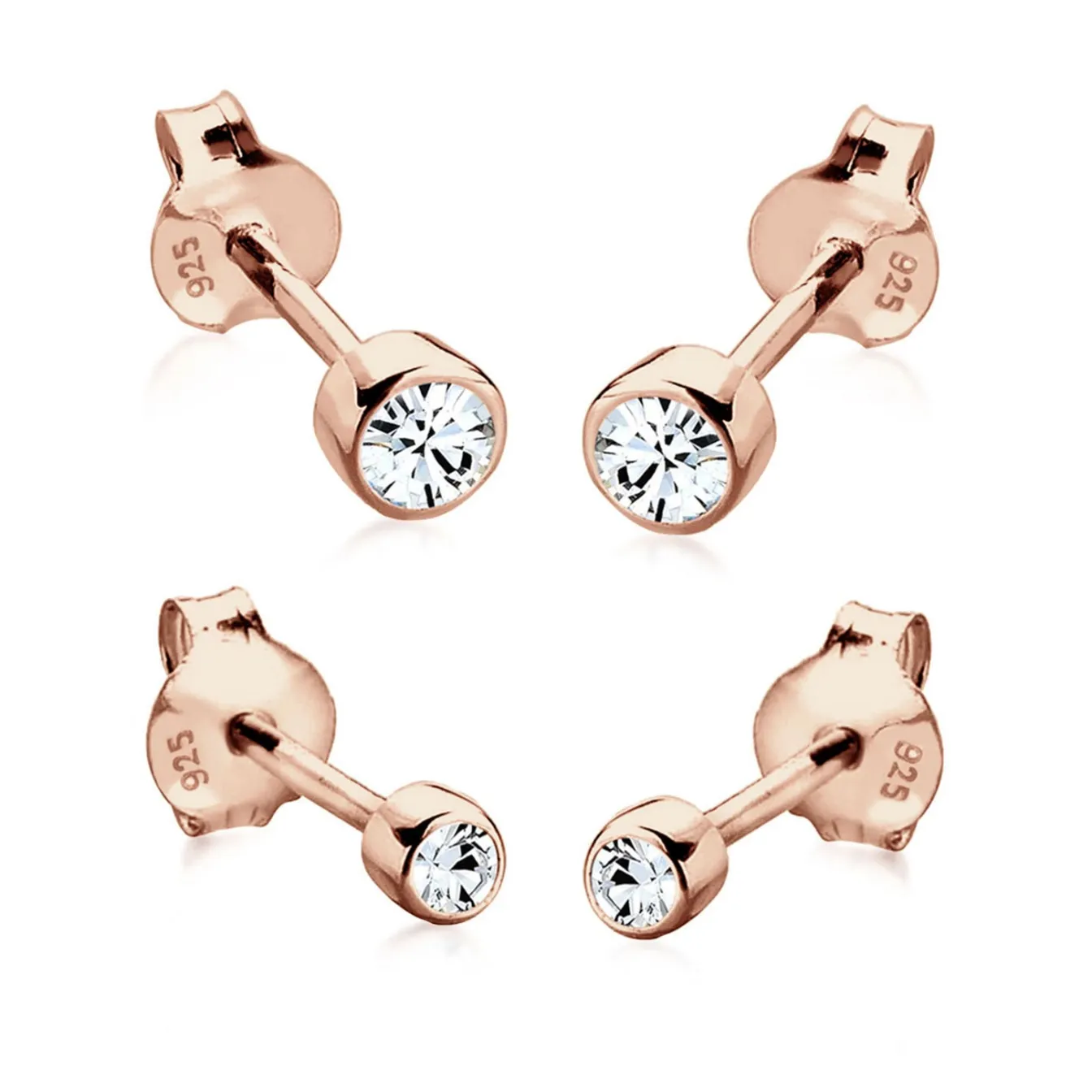 Elli "Ohrringset Basic | Kristall (Weiß)< Silber|Roségold