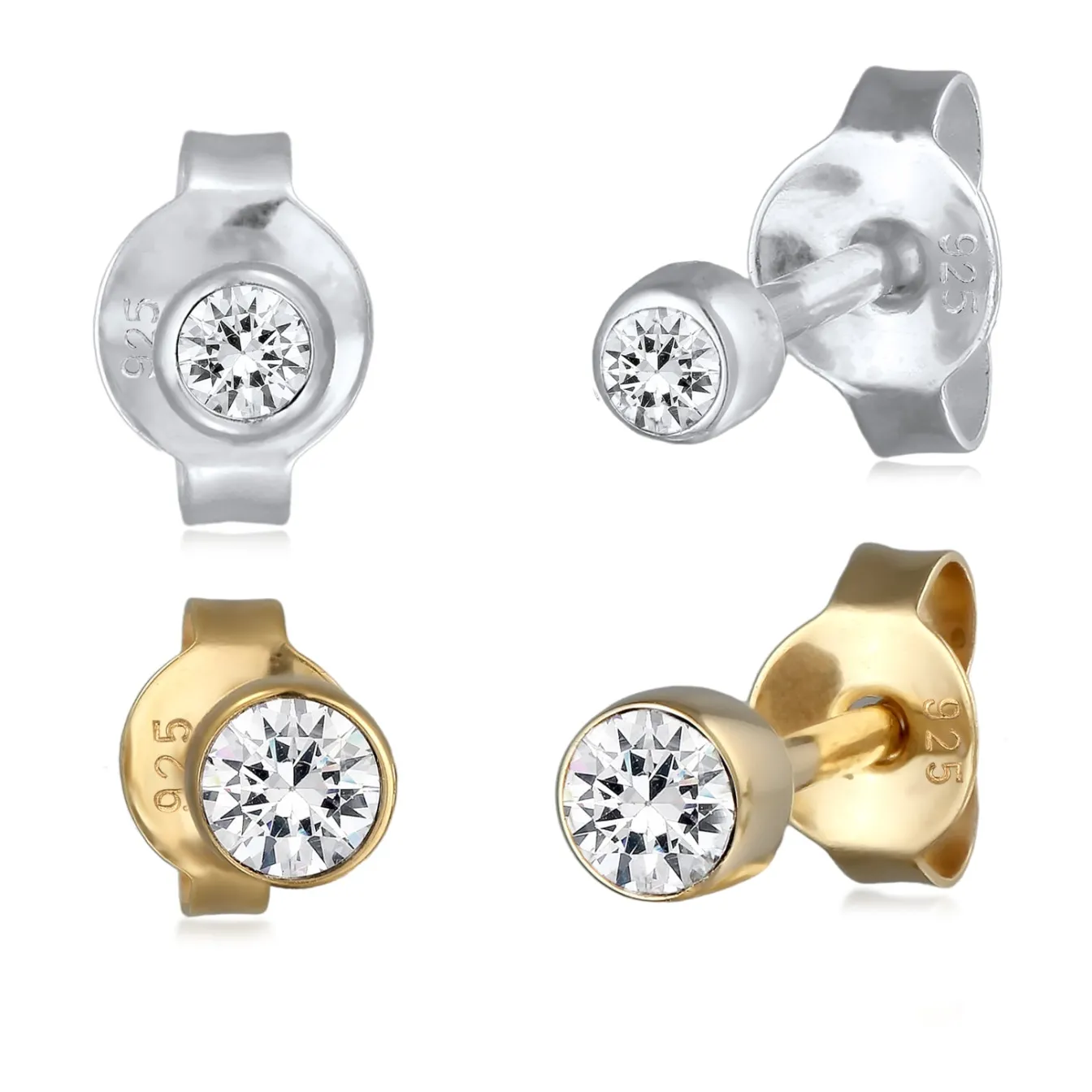 Elli "Ohrringset Basic | Kristall (Weiß)< Silber|Roségold